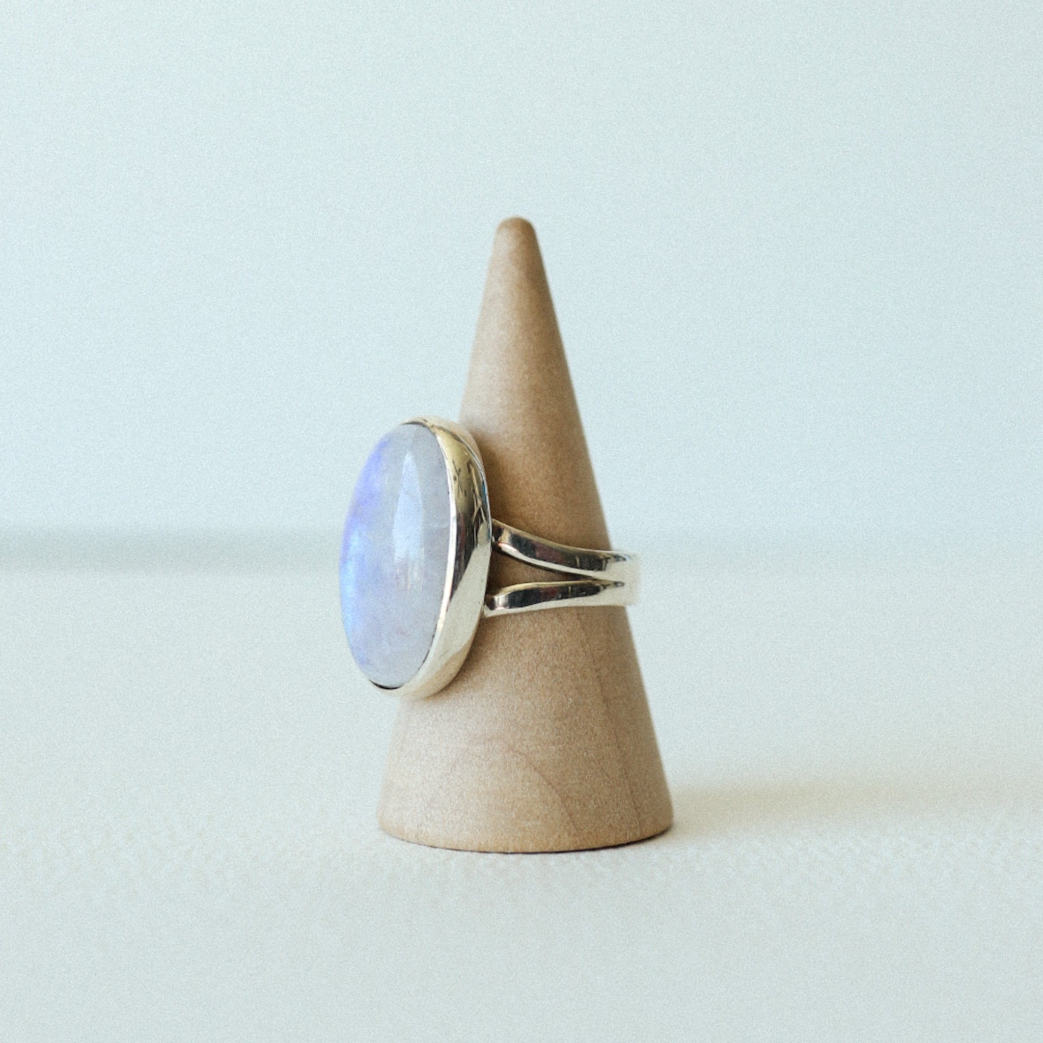 (6) Silver Pink Moonstone Ring