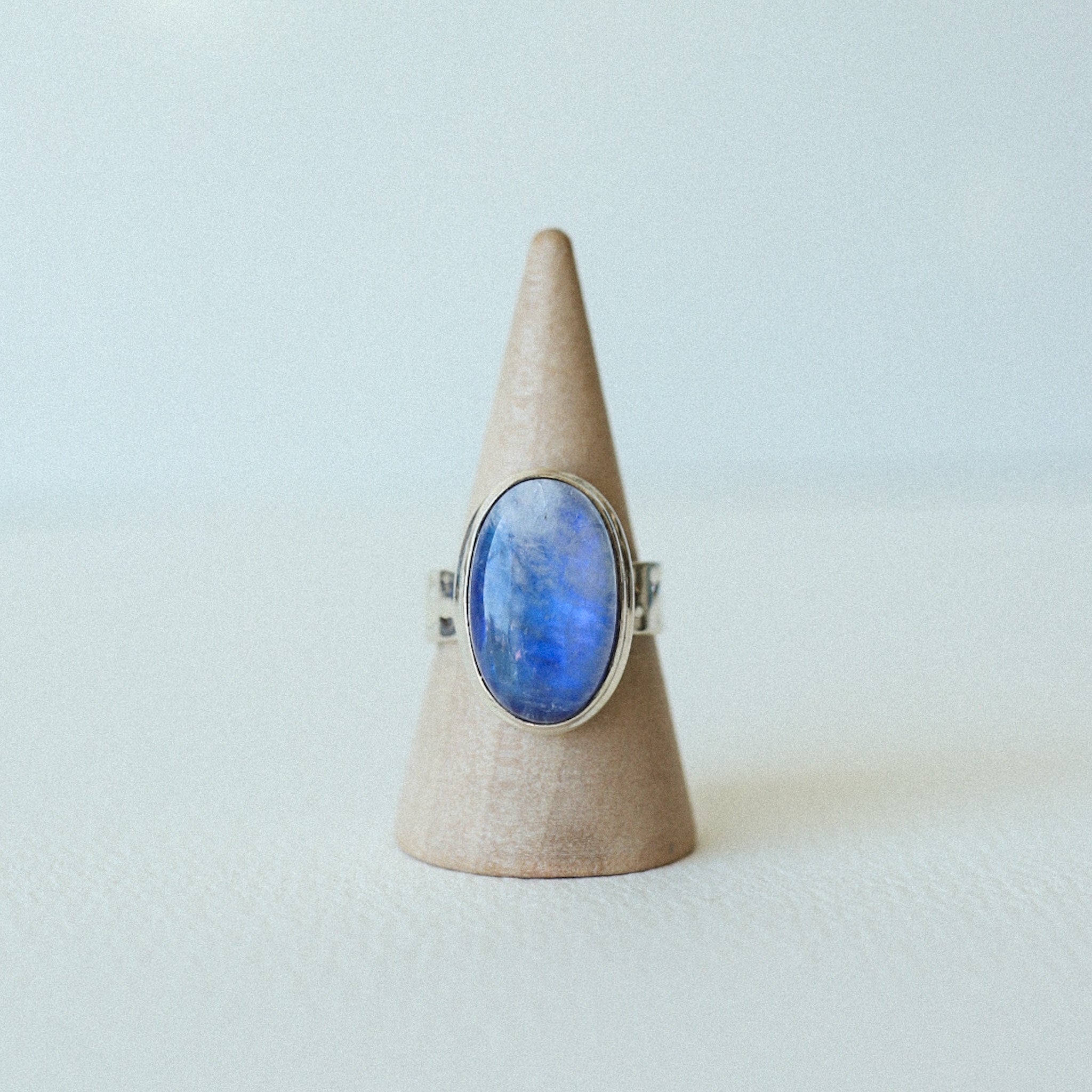 (7) Silver Blue Moonstone Ring
