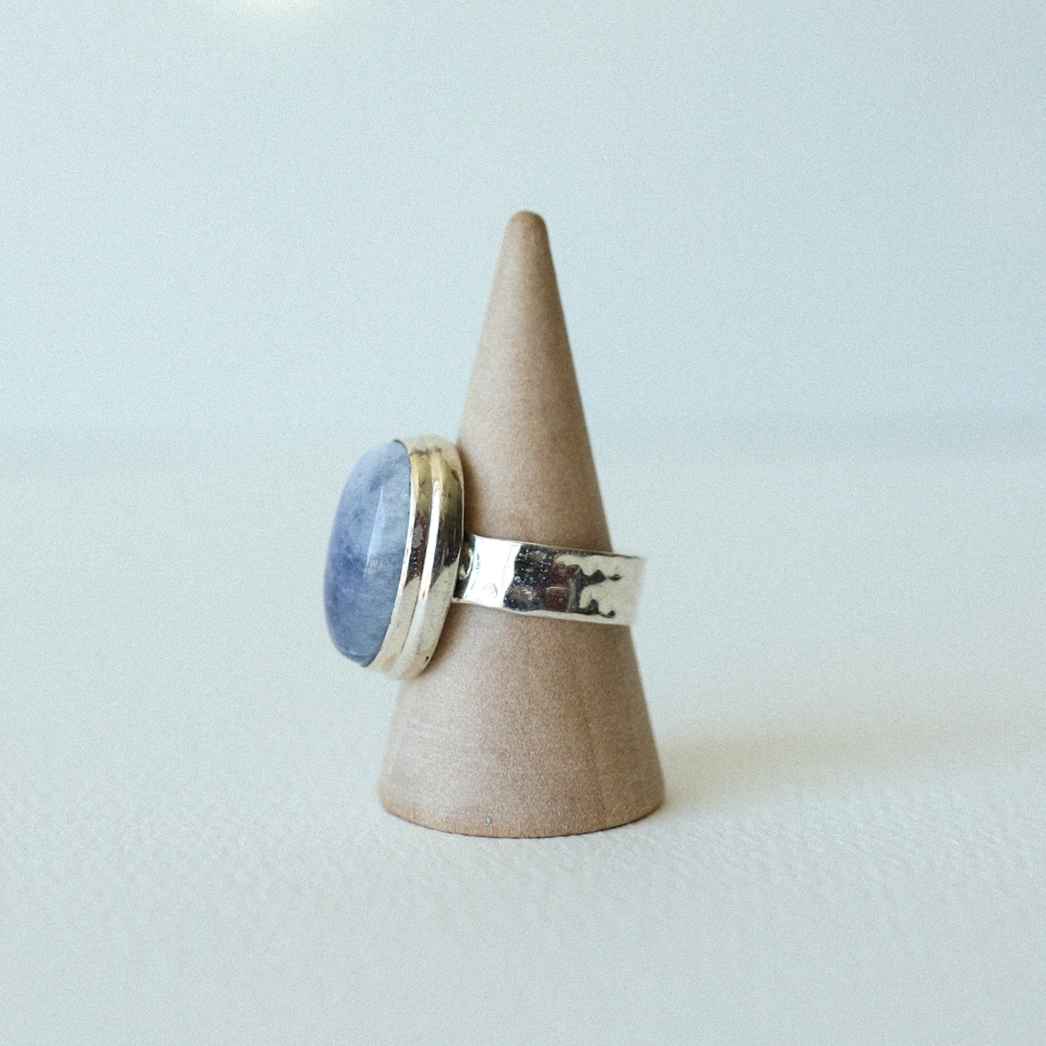 (7) Silver Blue Moonstone Ring
