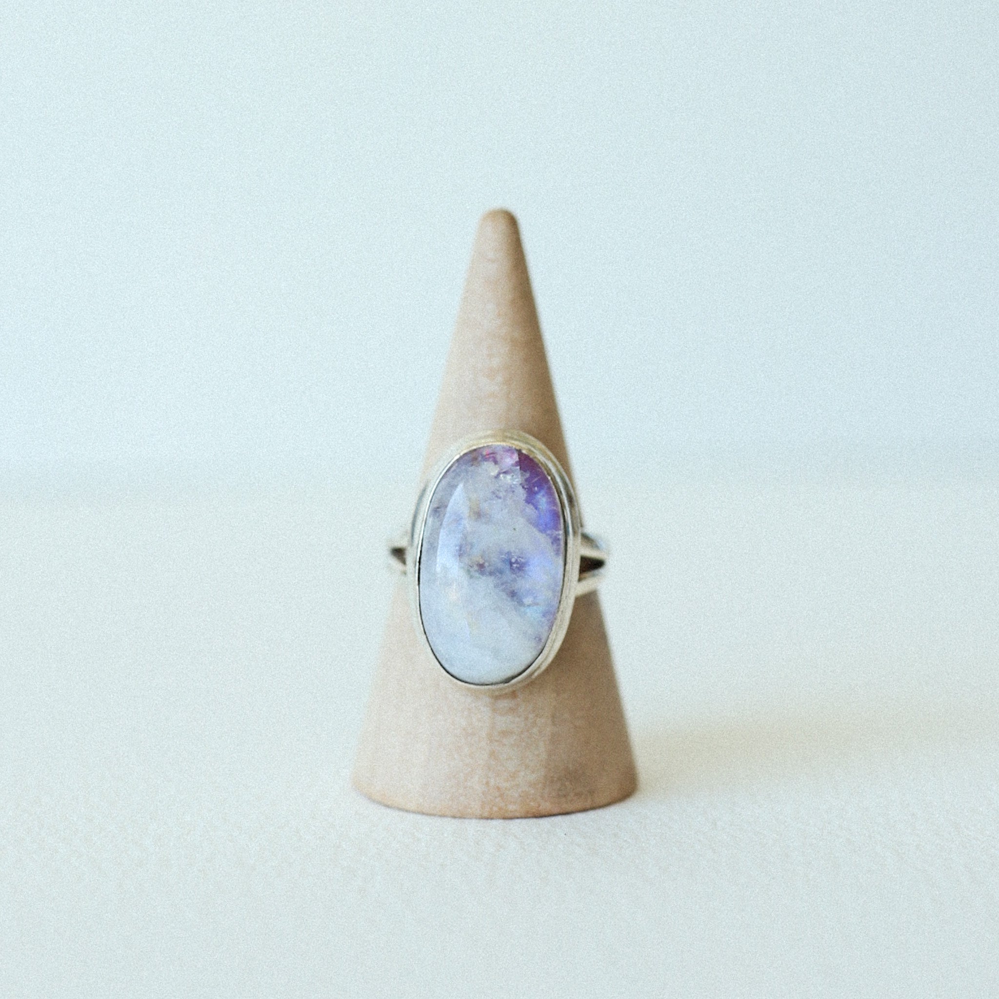 (6.5) Silver Pink Moonstone Ring