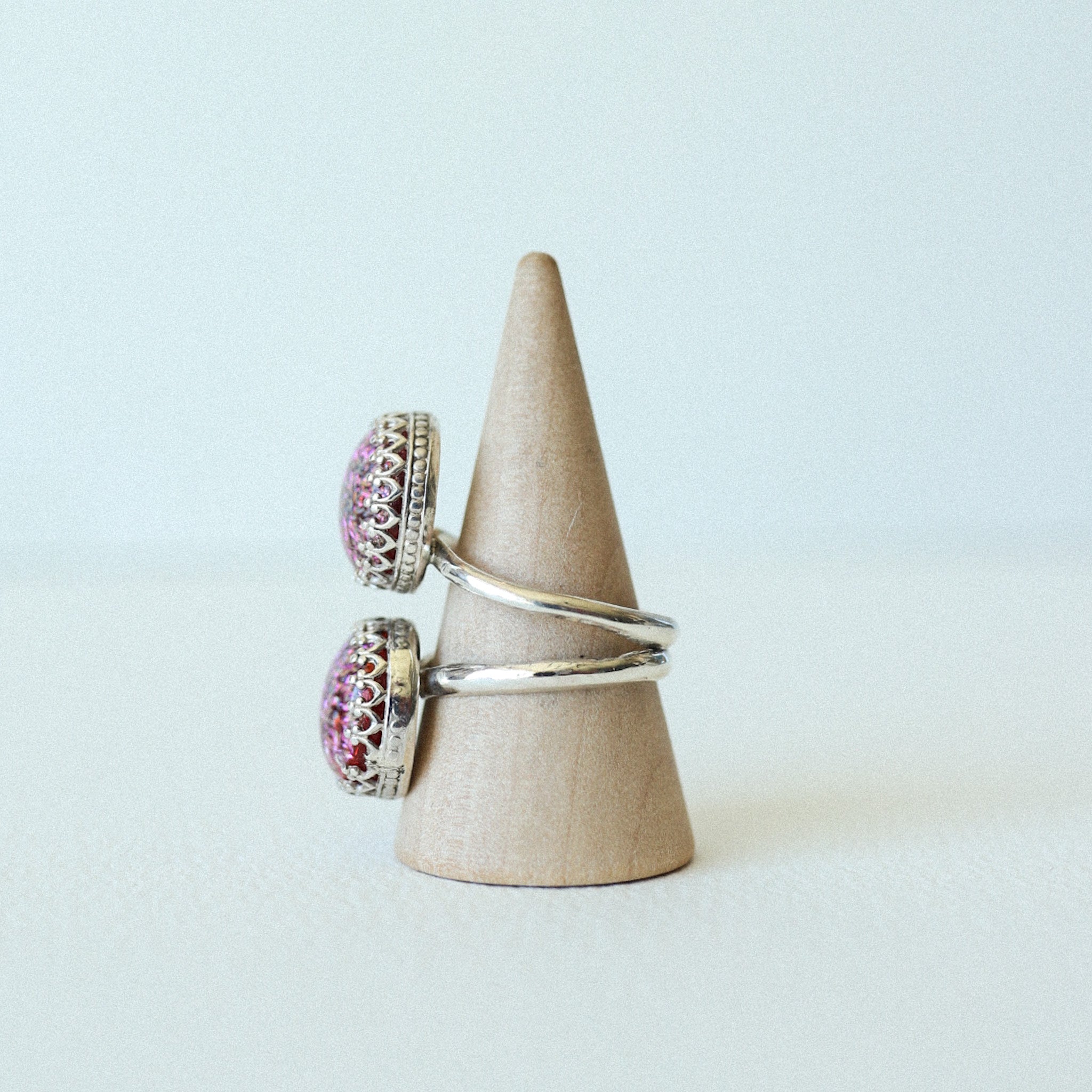 (8) Silver Glass Ring