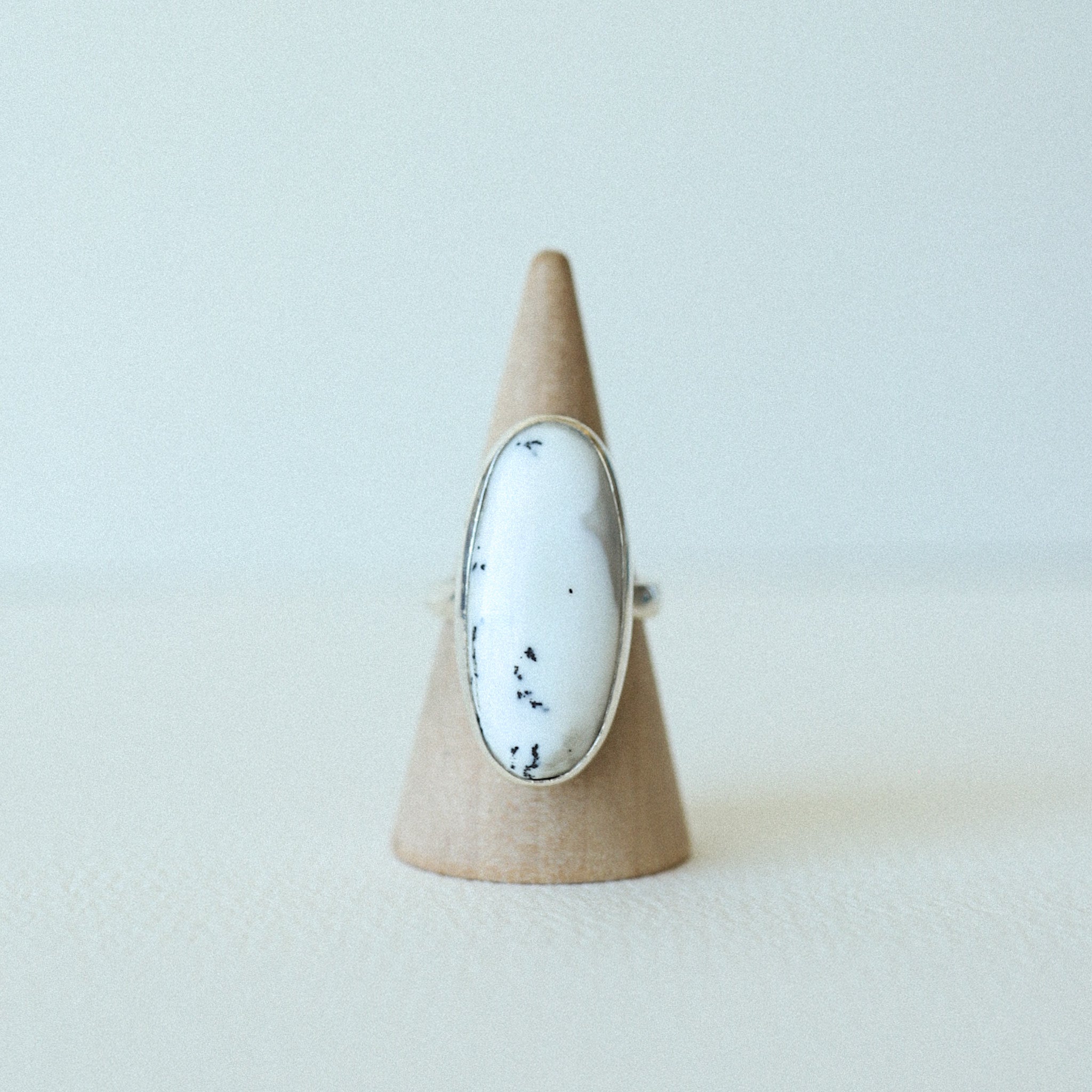 (5.5) Silver Dendritic Agate Ring