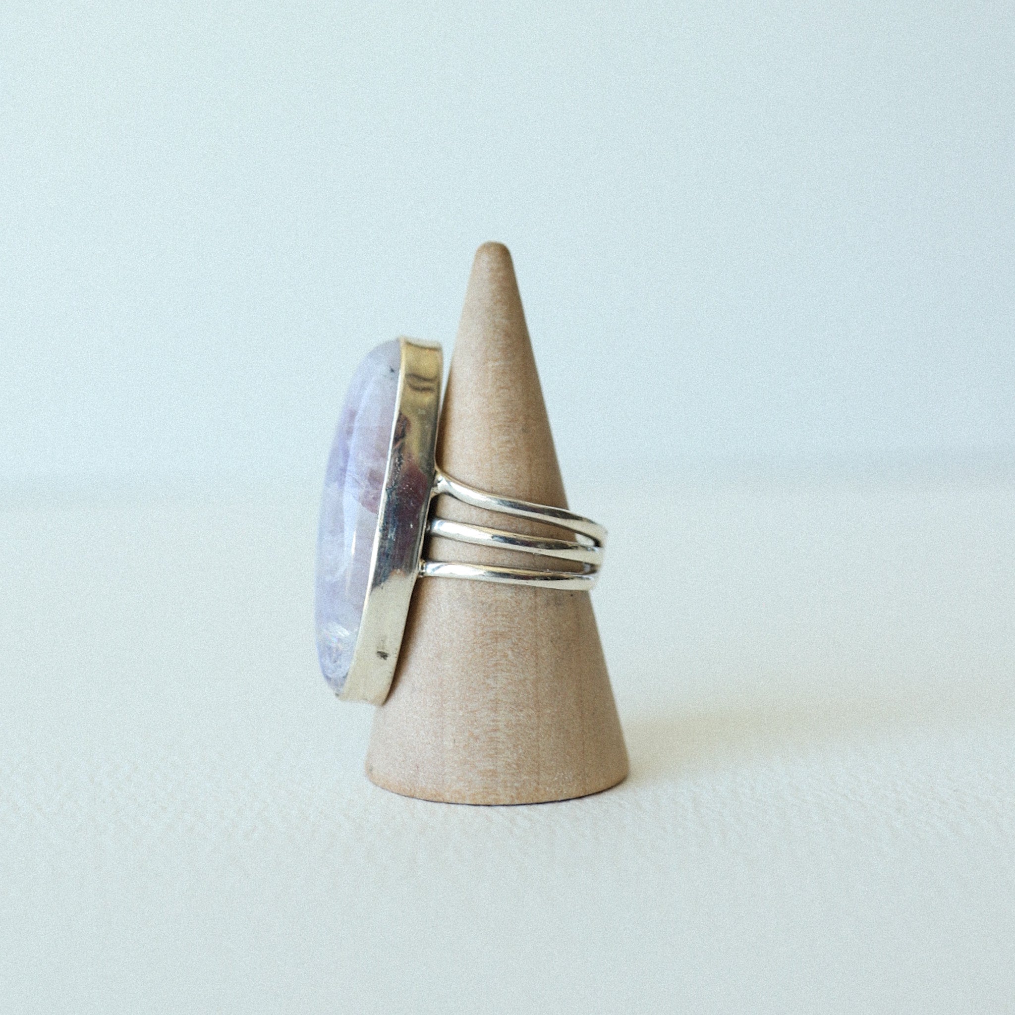 (6.5) Silver Pink Moonstone Ring