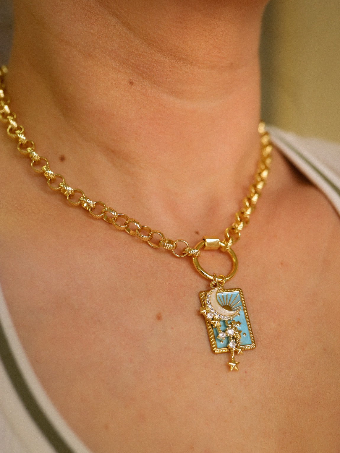 Gold Plated Carabiner Charm Necklace