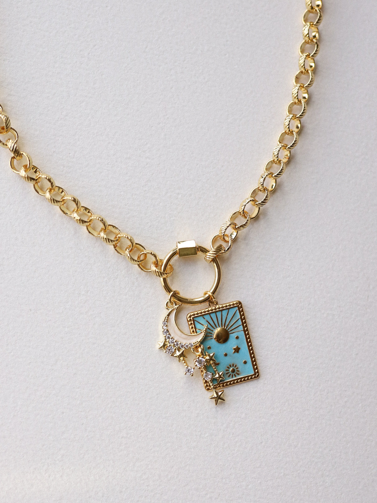 Gold Plated Carabiner Charm Necklace