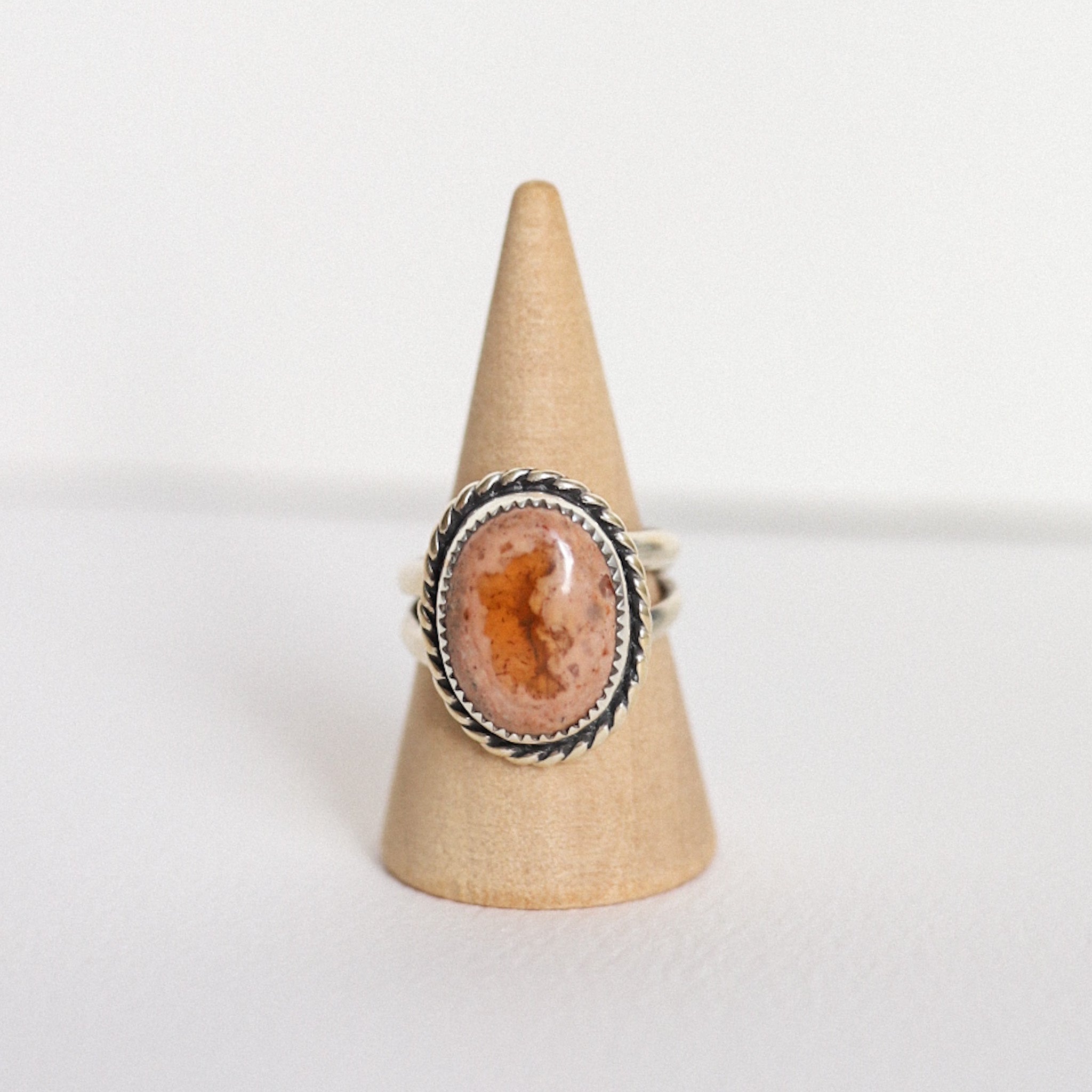 (7.25) Silver Mexican Opal Ring