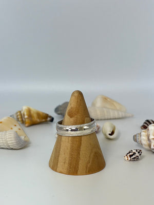 Two Design Sterling Silver Stacker Ring