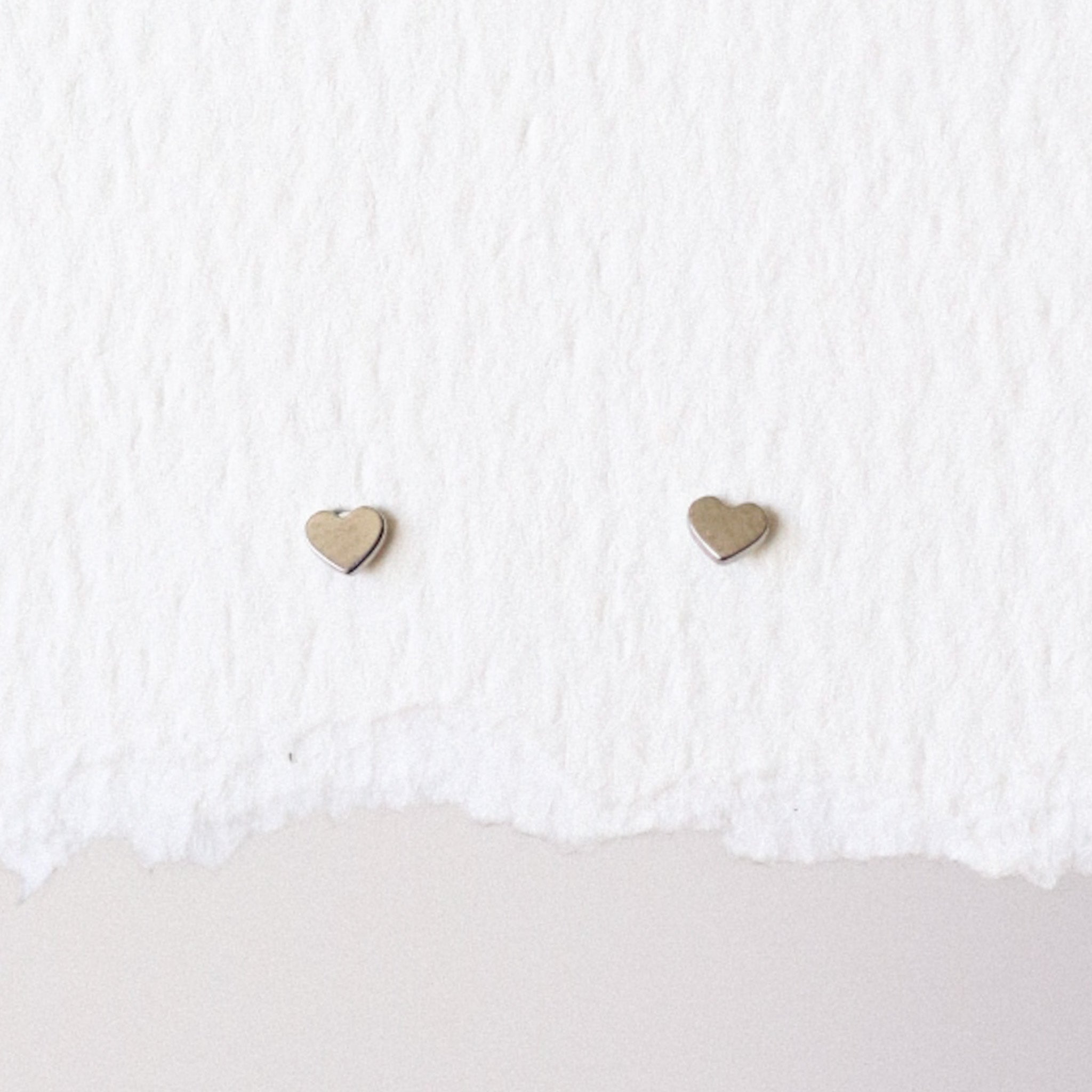 Heart Stud Threadless Earring - Silver or Gold