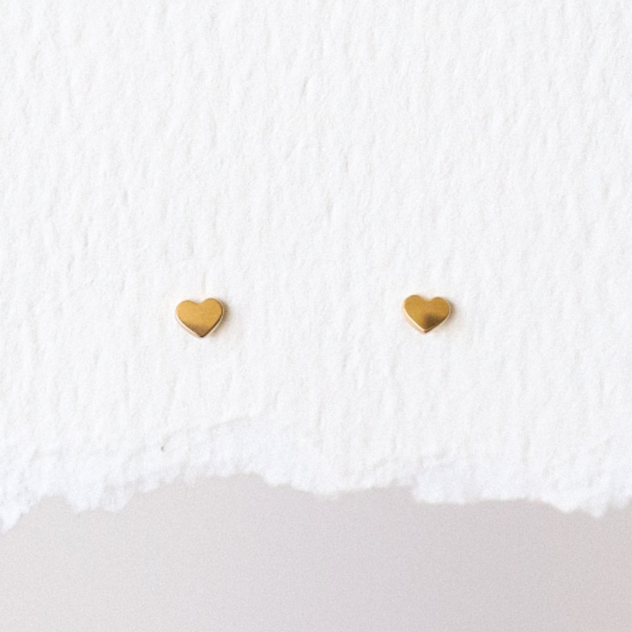 Heart Stud Threadless Earring - Silver or Gold