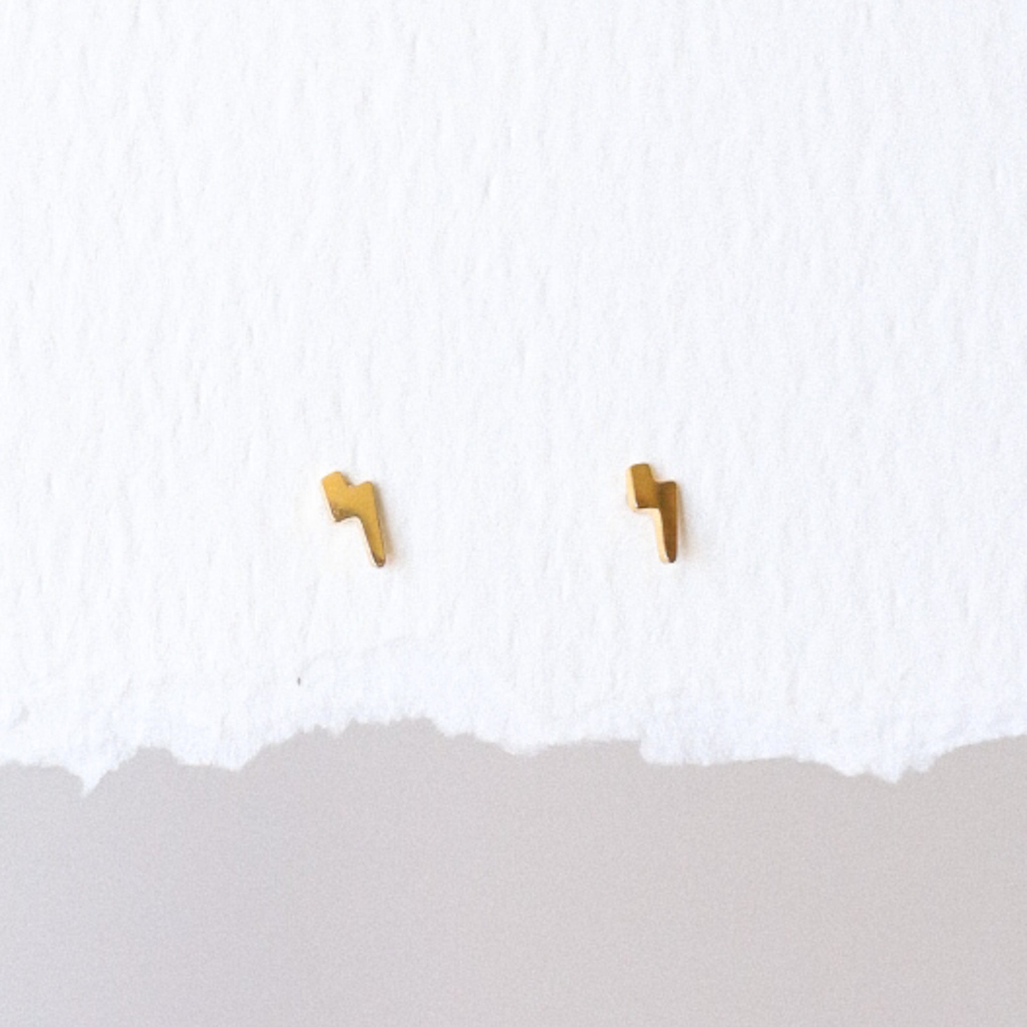 Lightning Bolt Threadless Stud Earring - Gold or Silver