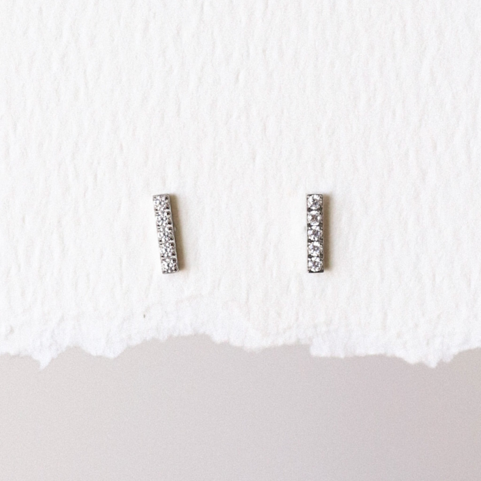 Bar CZ Threadless Earring - Gold or Silver