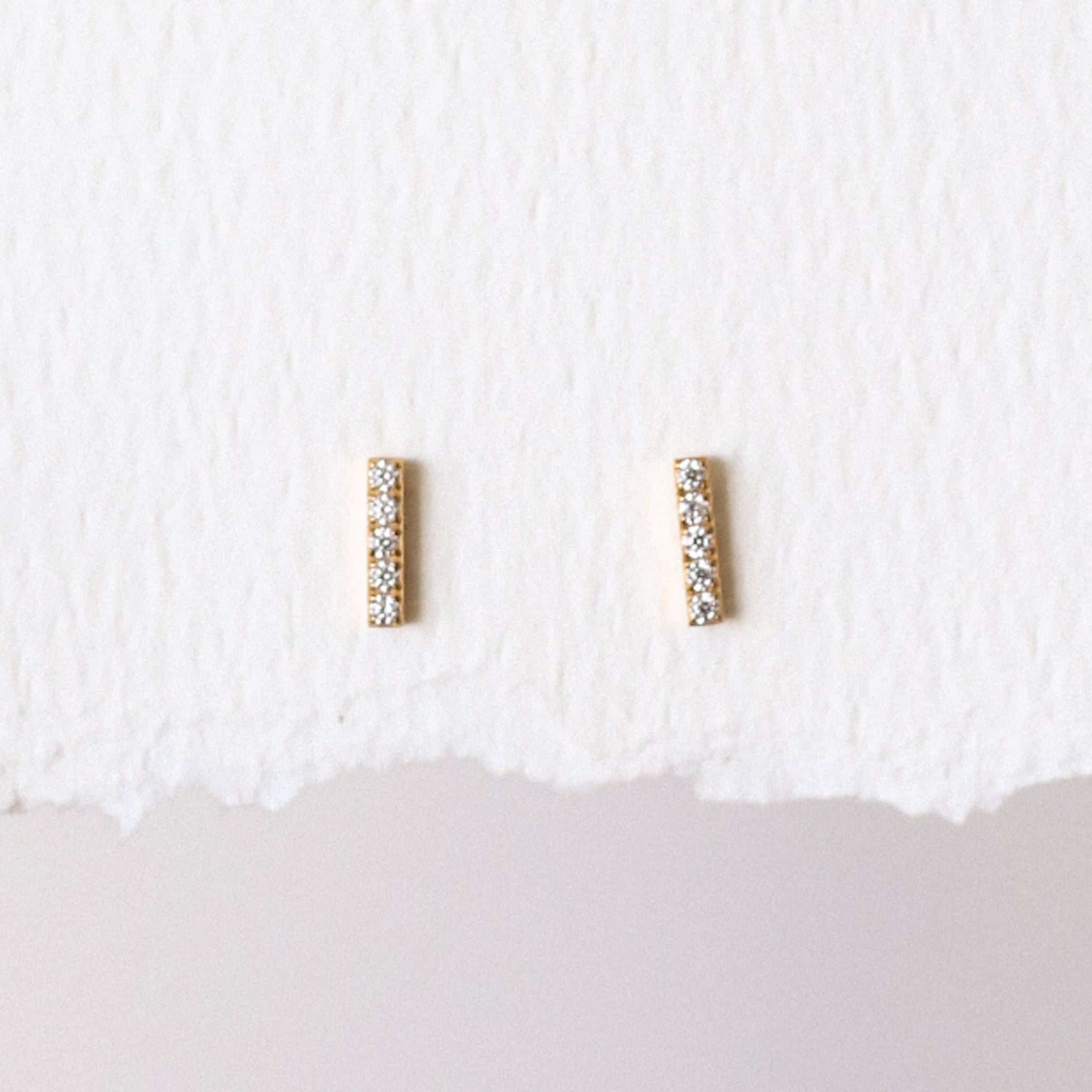Bar CZ Threadless Earring - Gold or Silver