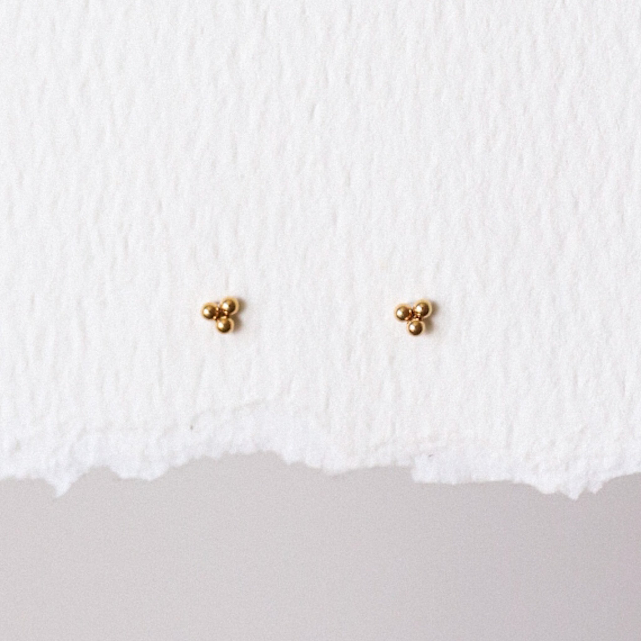 Three Ball Cluster Stud Threadless Earring - Gold or Silver