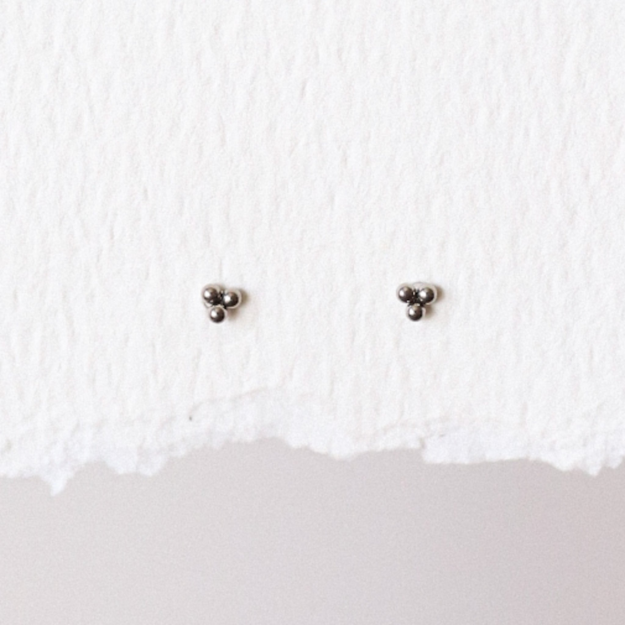 Three Ball Cluster Stud Threadless Earring - Gold or Silver