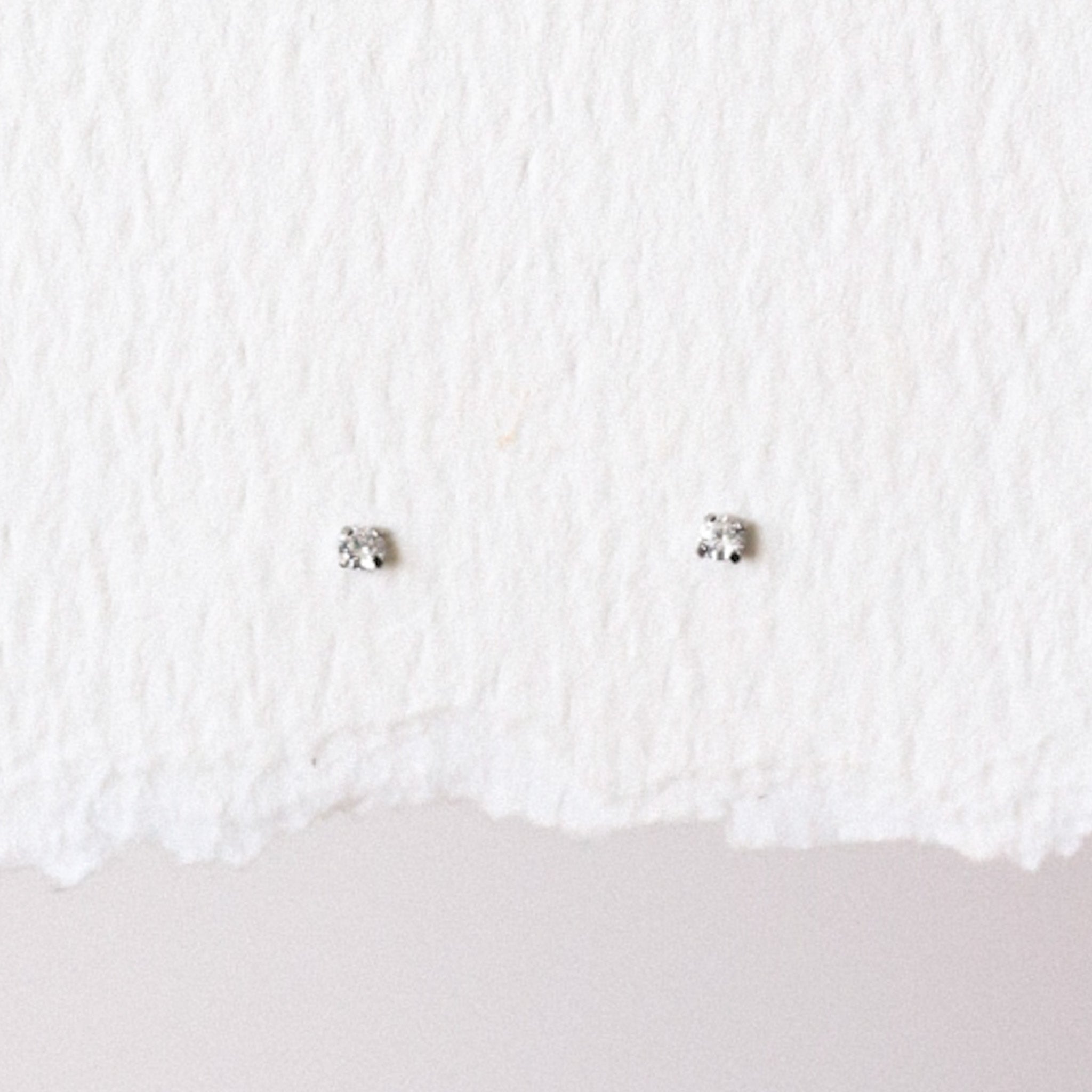 Threadless Flat Back Earring - 2mm CZ Stud Earring (small)