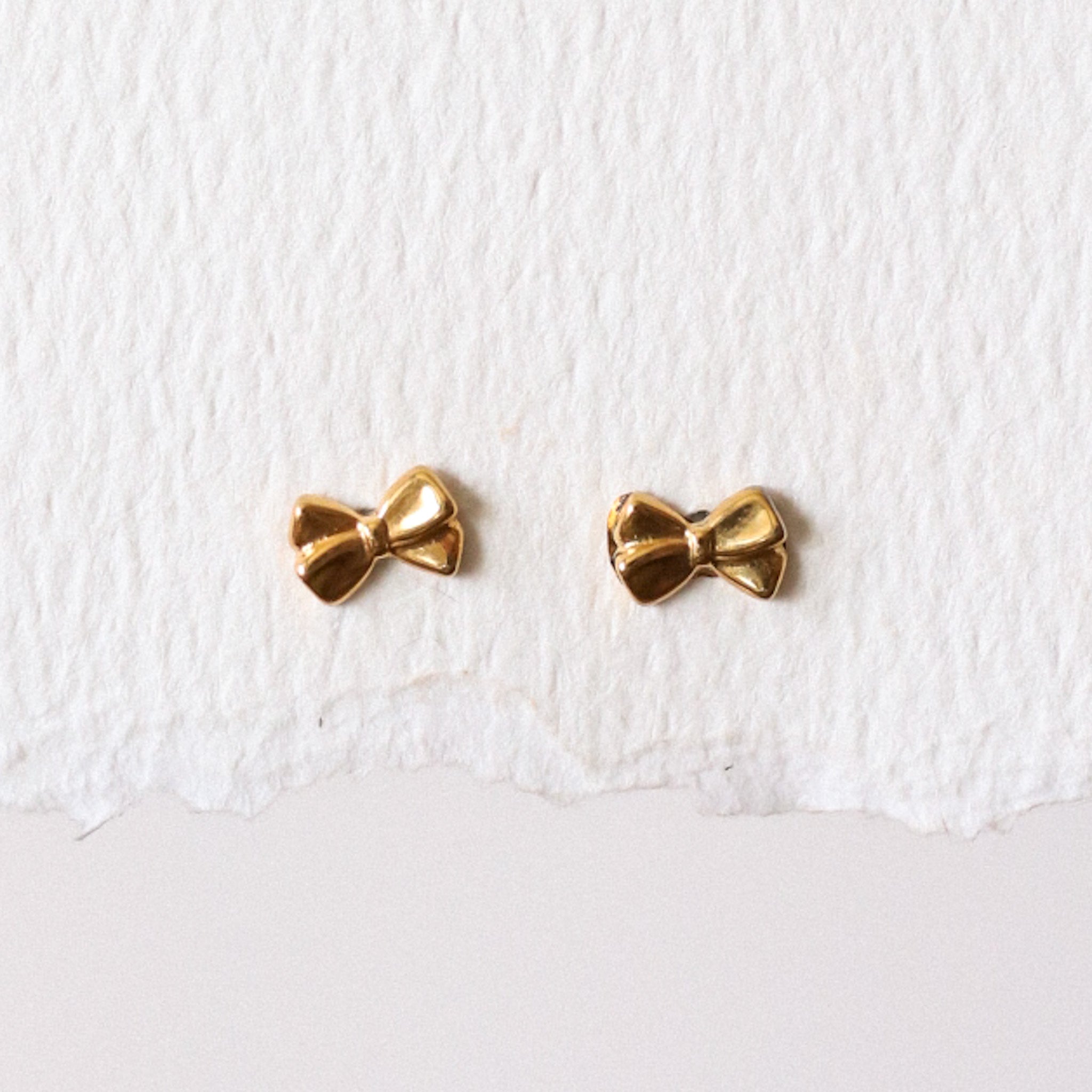 Bow Stud Threadless Earring - Silver or Gold