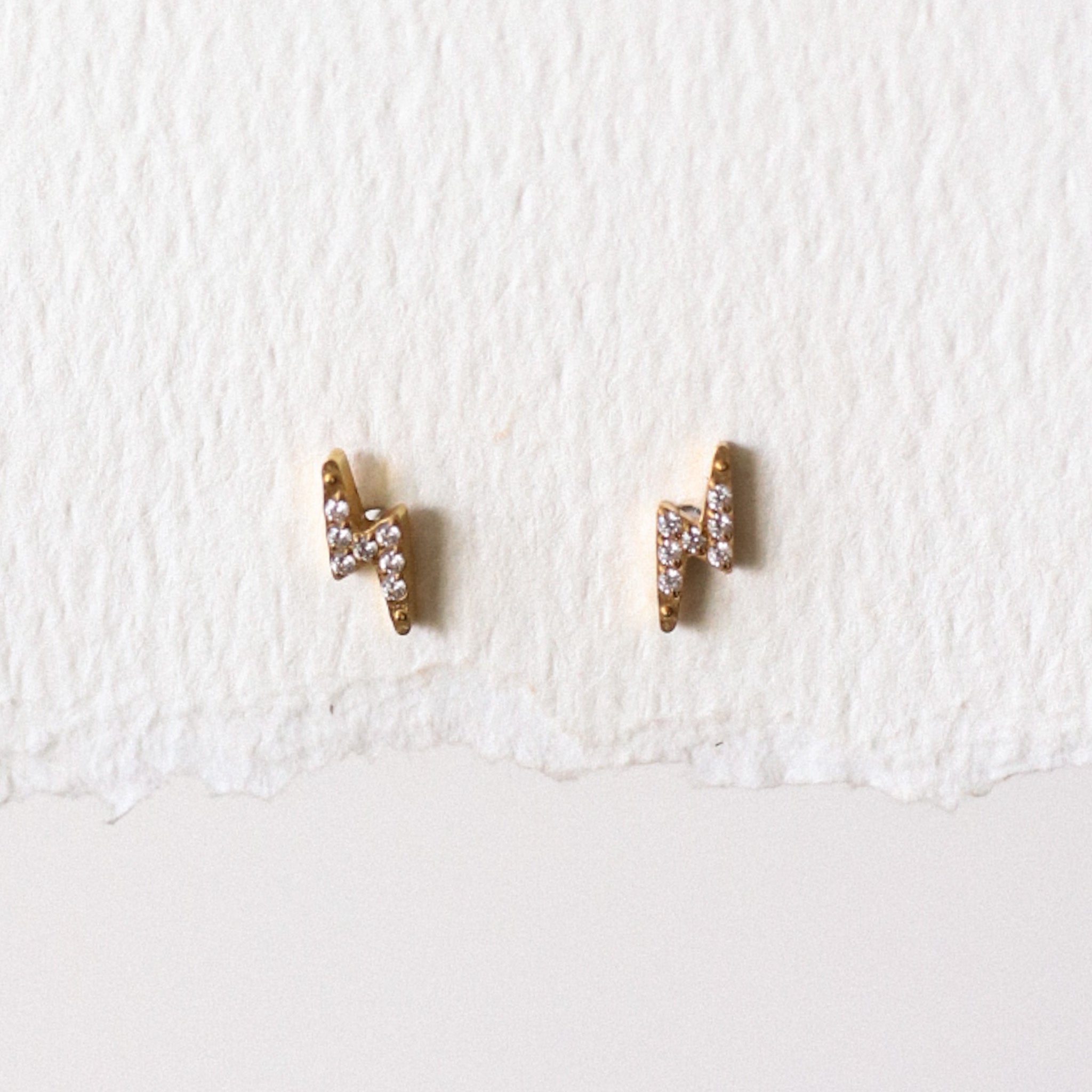 Lightning Bolt CZ Stud Threadless Earring