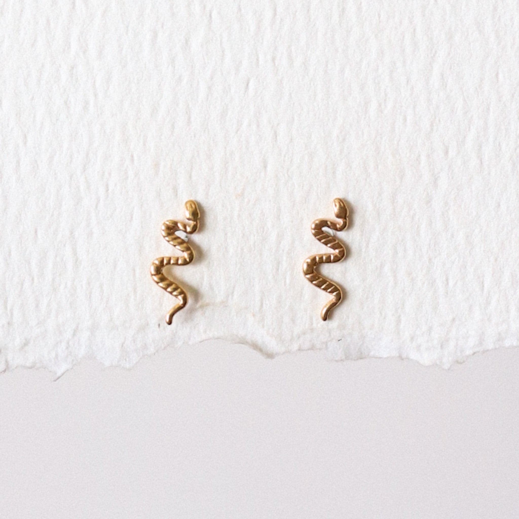 Snake Stud Threadless Earring - Gold or Silver