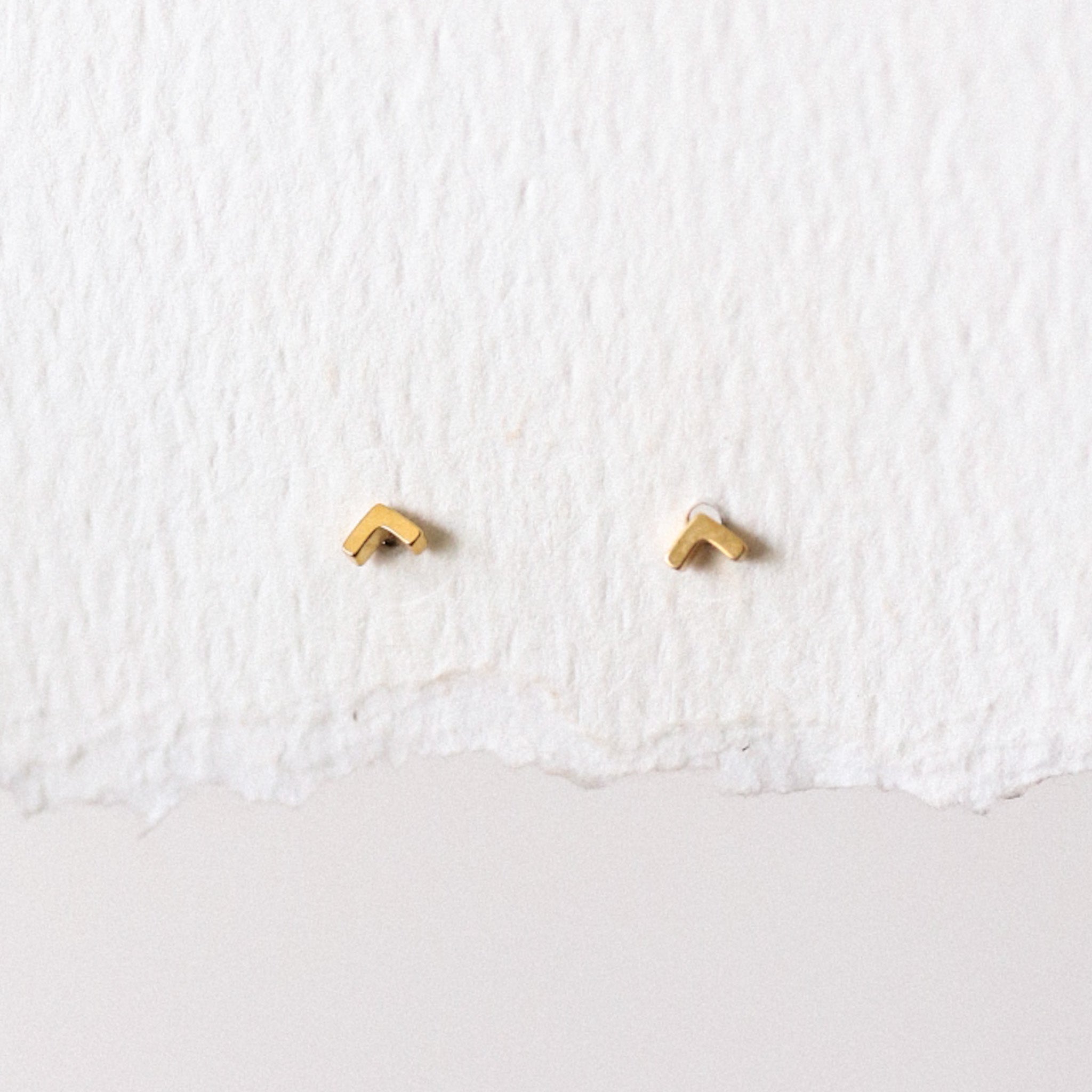 "V" Stud Threadless Earring - Silver or Gold