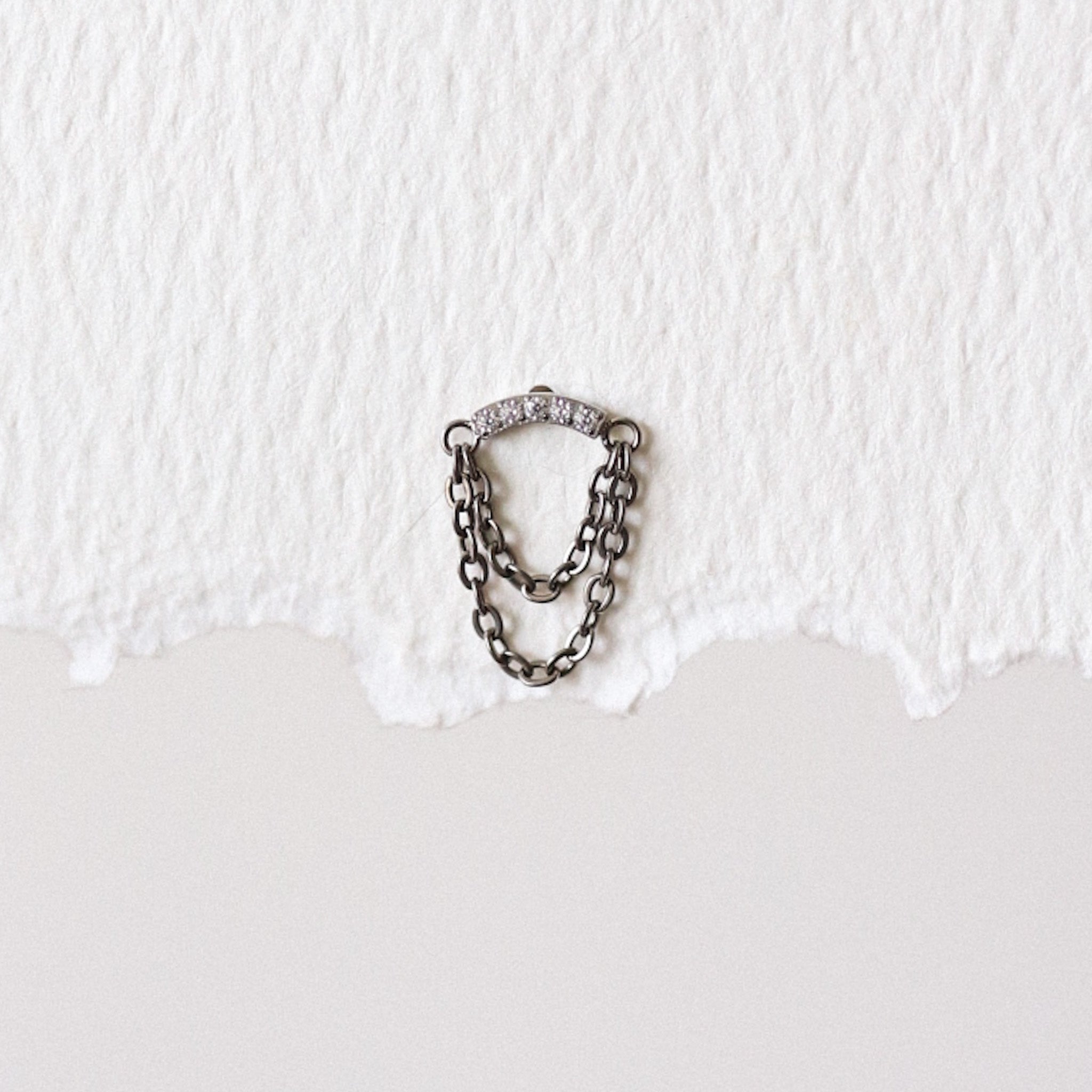 CZ Bar with Chains Stud Earring - Gold Or Silver