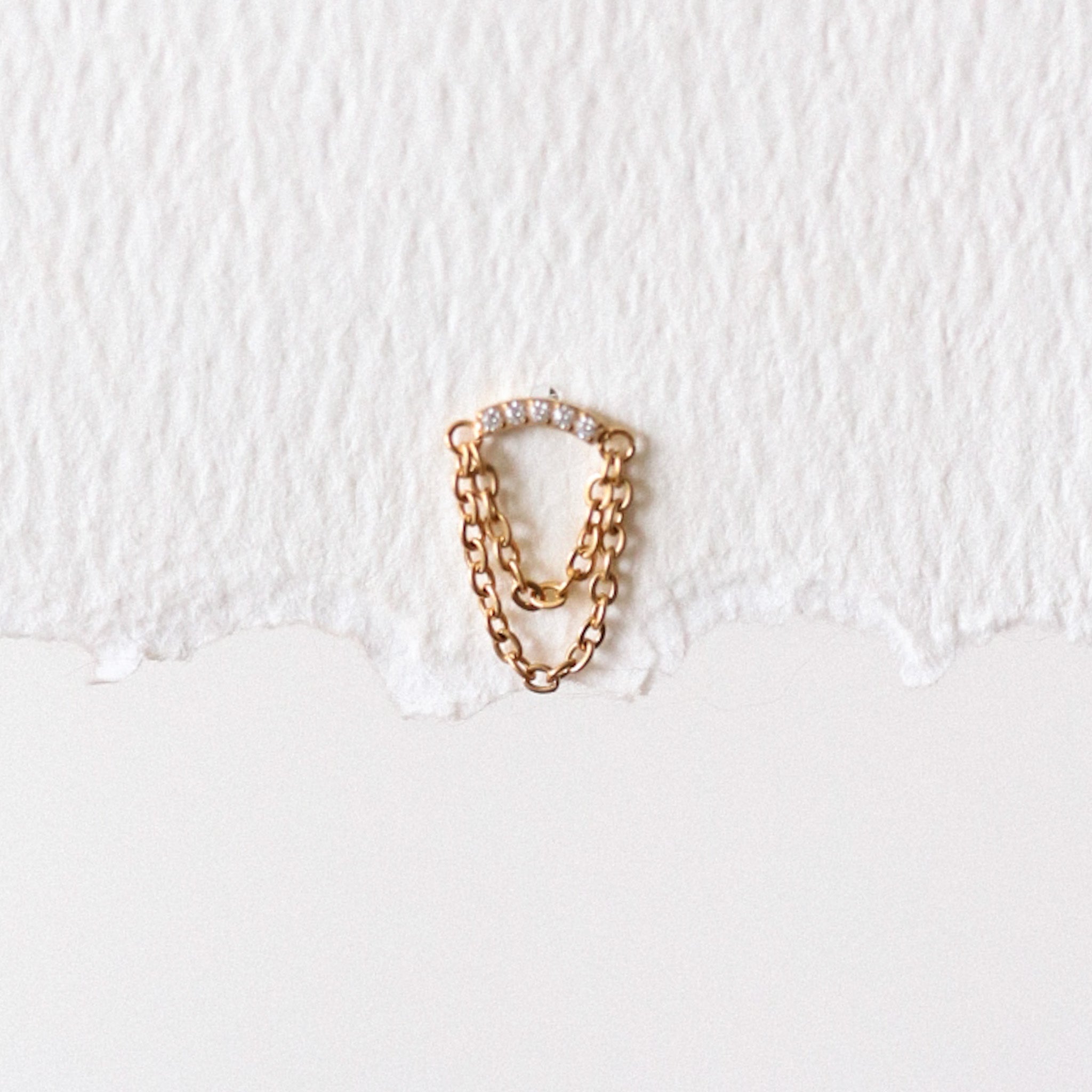 CZ Bar with Chains Stud Earring - Gold Or Silver