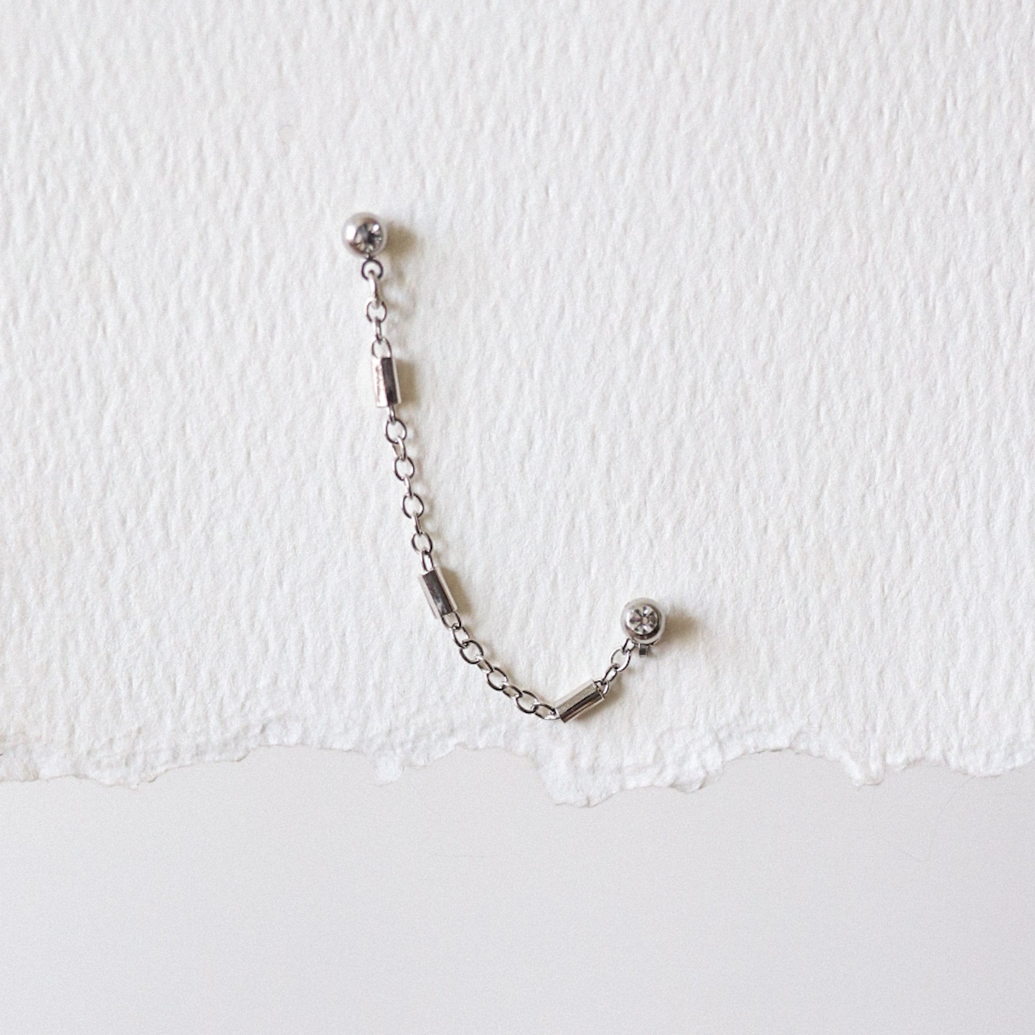 Double Earring with Chain - Gold Or Silver