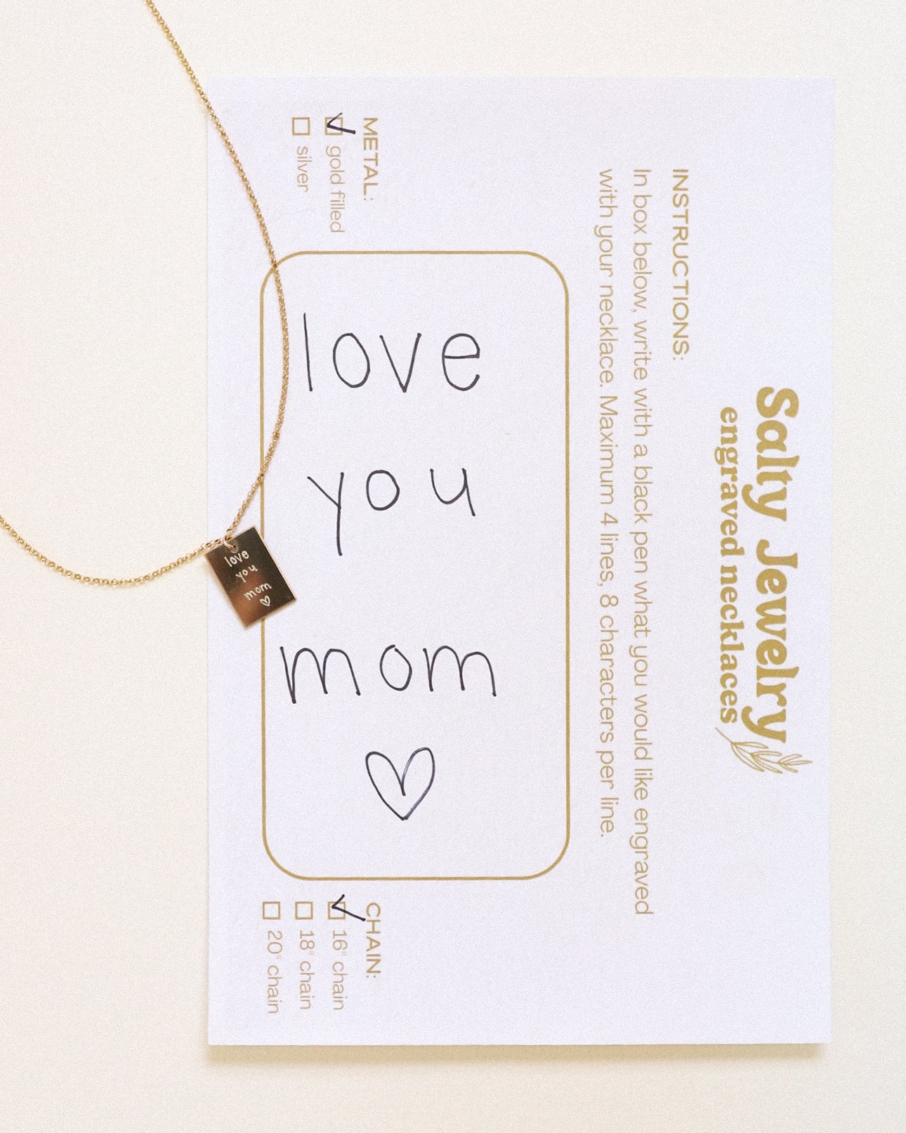 Custom Engraved Necklace In Person Appointment