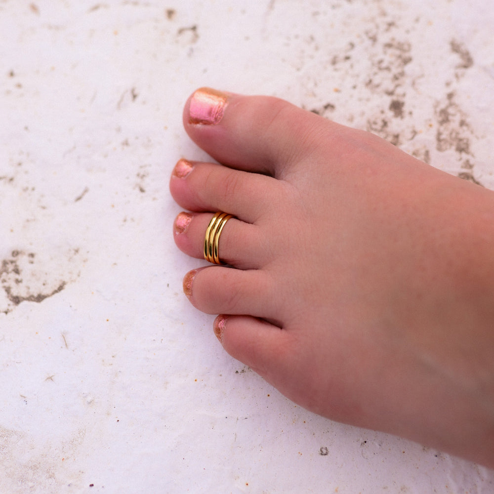 Gold Plated Triple Band Toe Ring