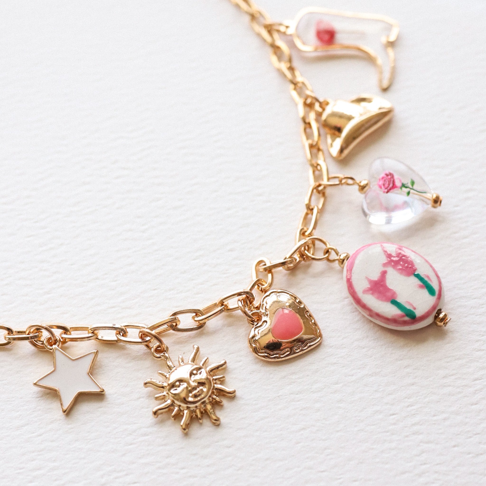 Gold Plated Cowgirl Flower Charm Necklace
