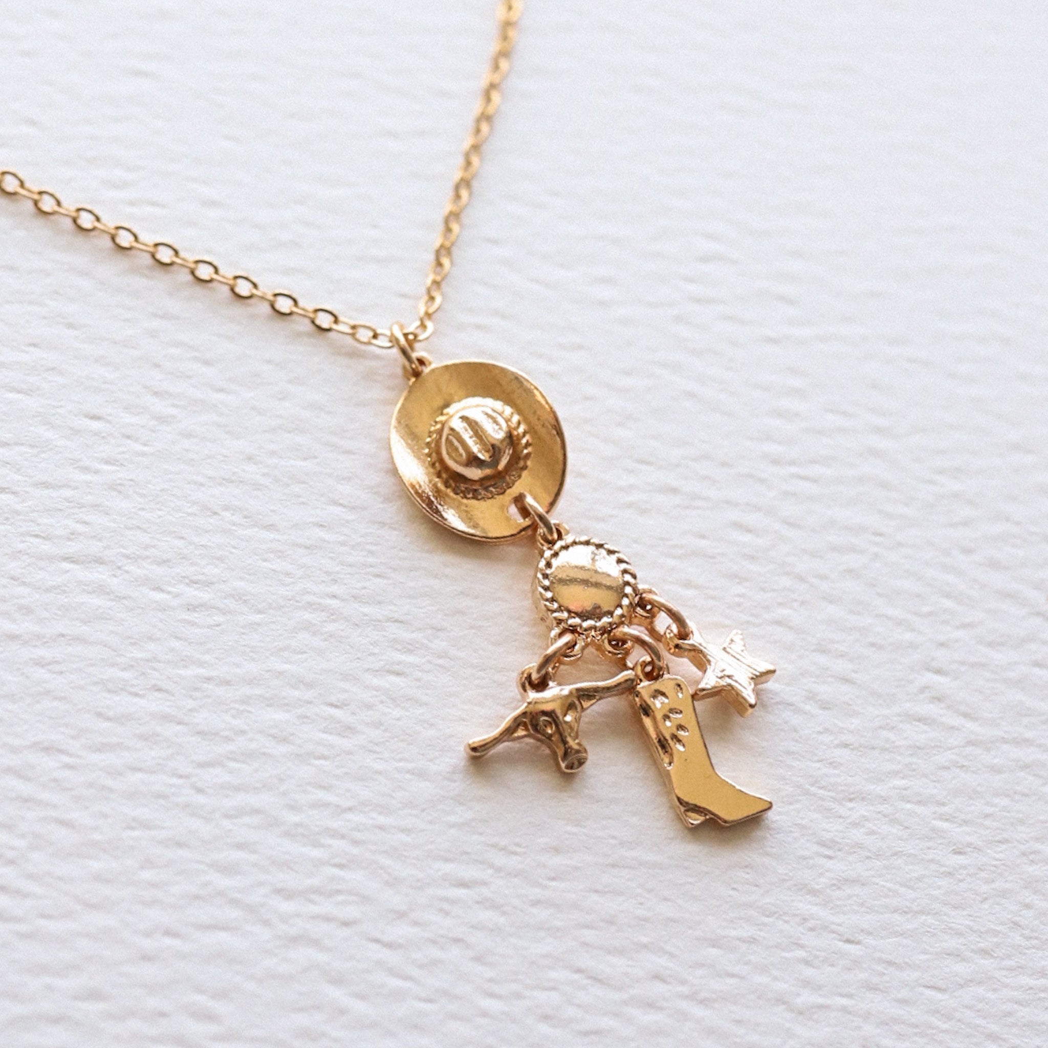 Gold Cowgirl Charm Necklace