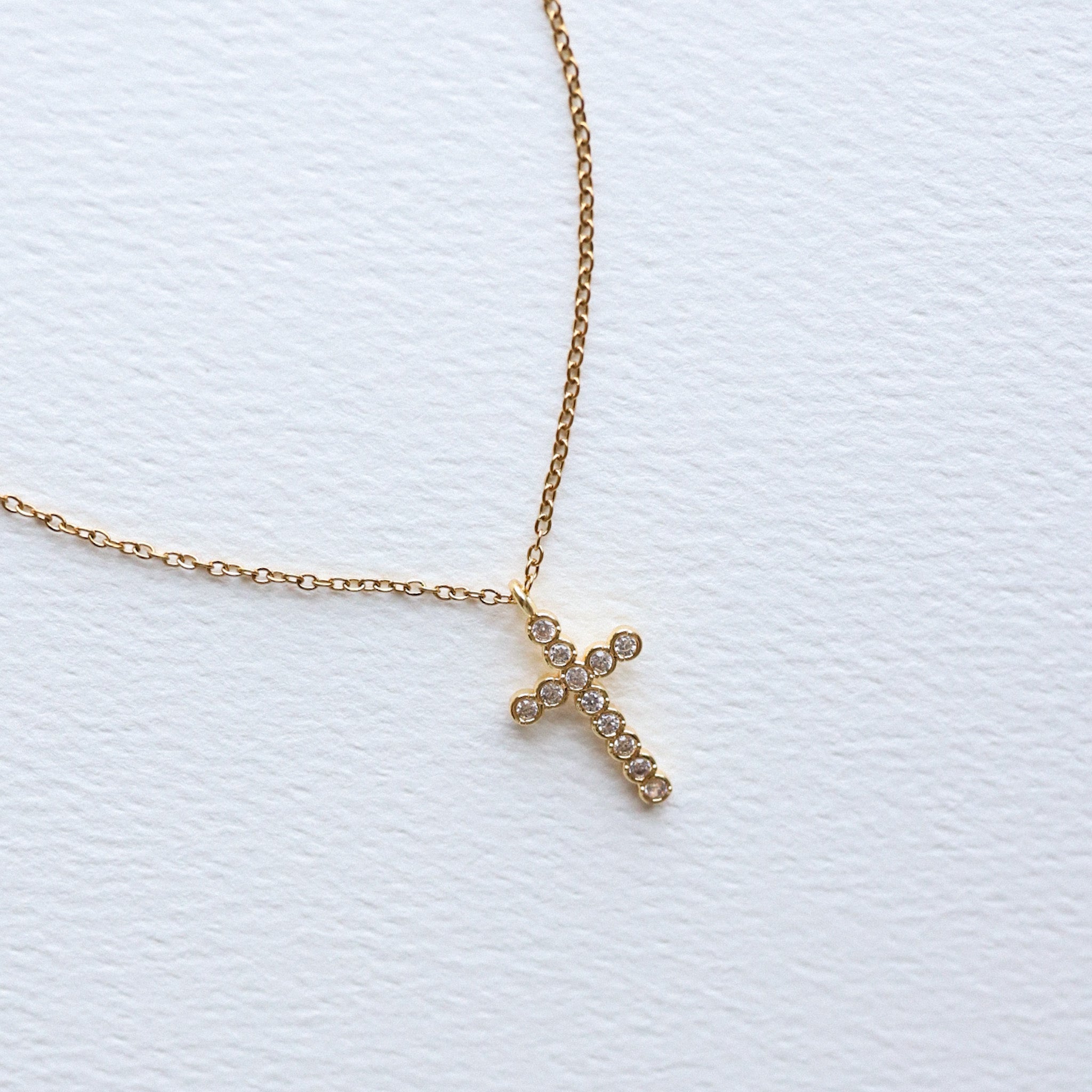CZ Cross Necklace (gold or silver)