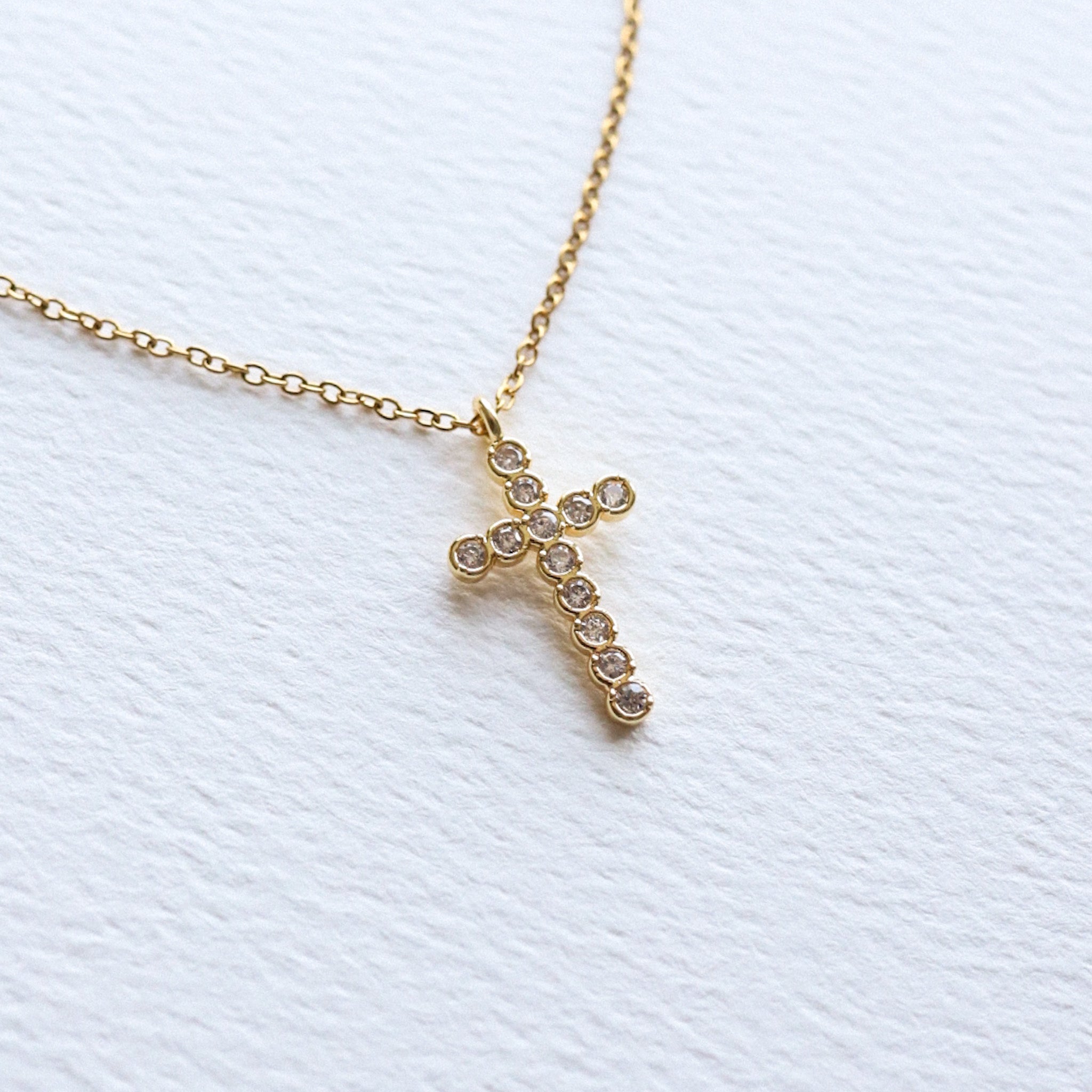 CZ Cross Necklace (gold or silver)