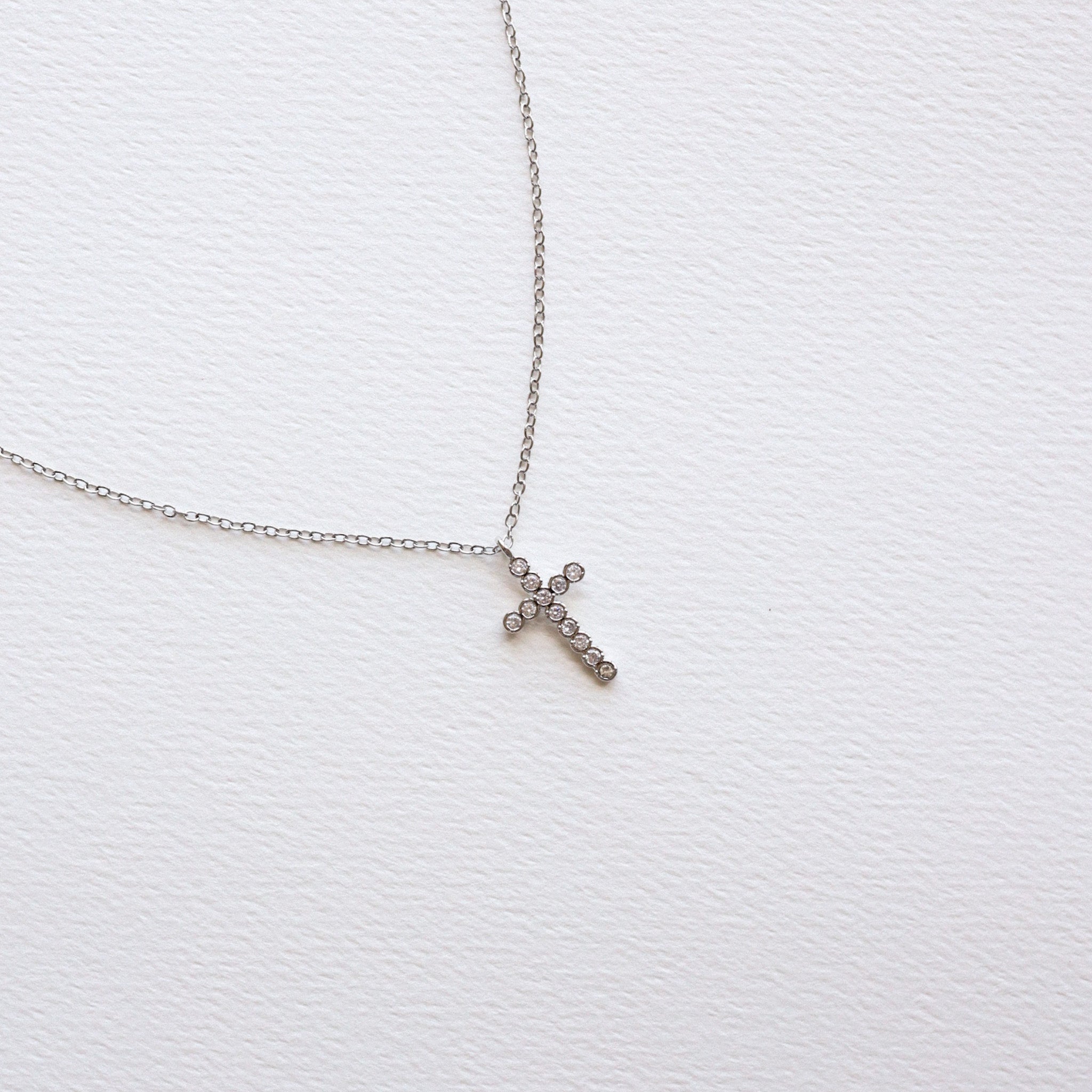 CZ Cross Necklace (gold or silver)