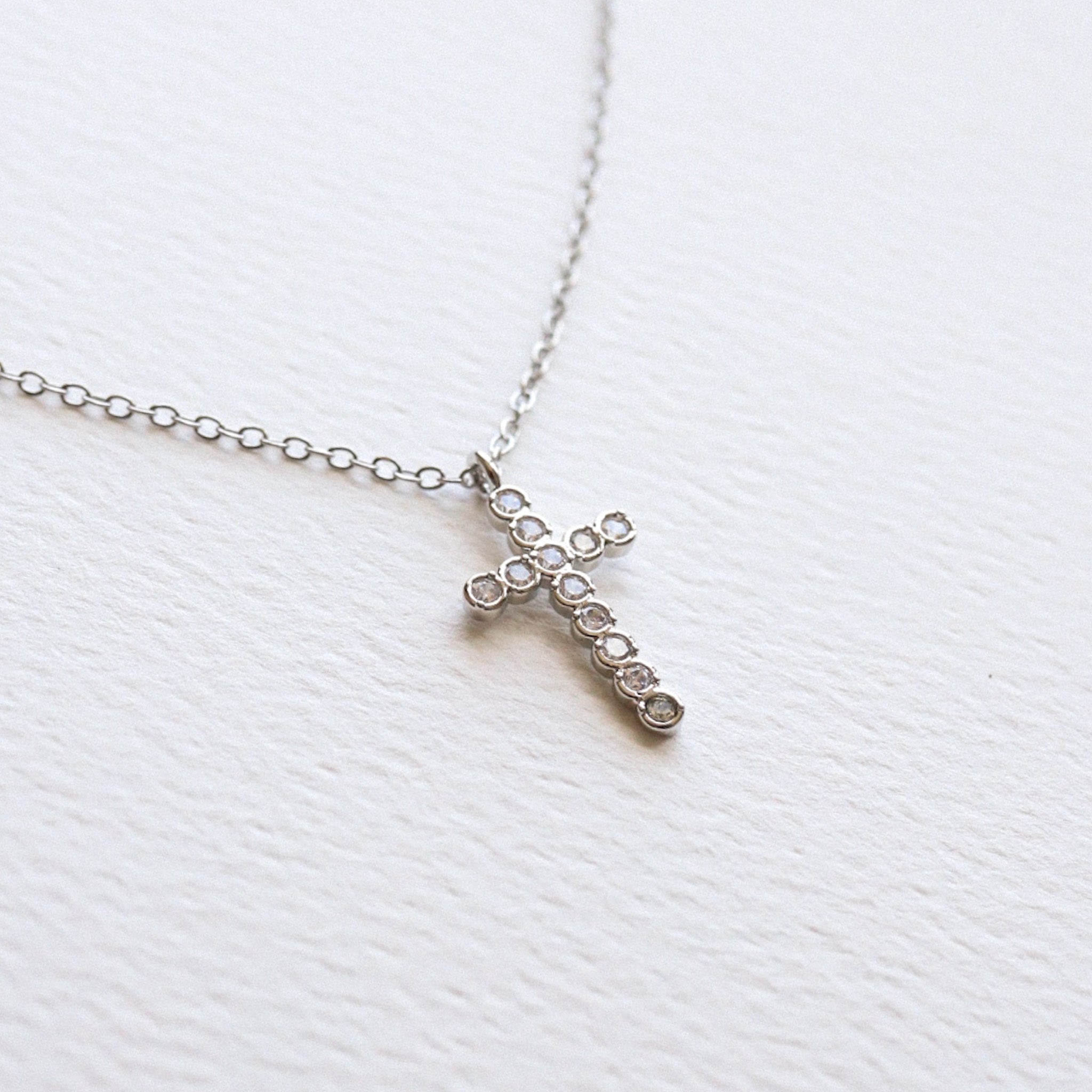 CZ Cross Necklace (gold or silver)