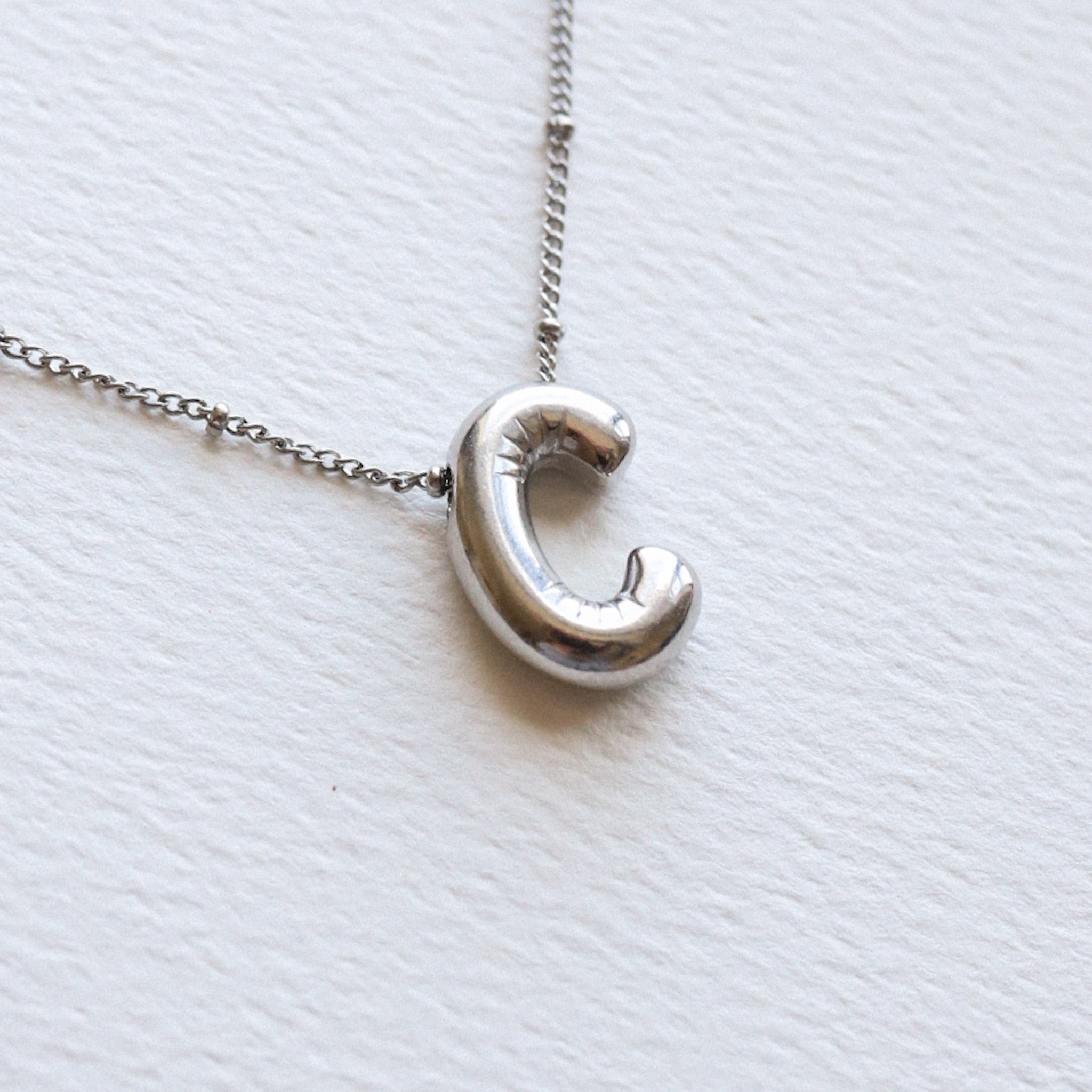 Silver Bubble Letter Necklace