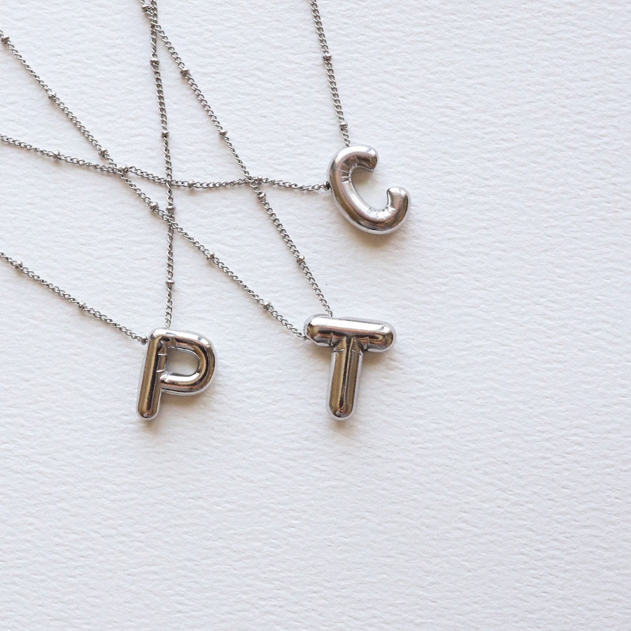 Silver Bubble Letter Necklace