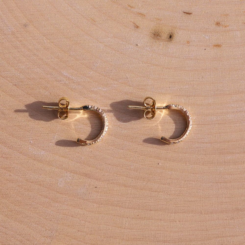 Studded C Hoop Gold Filled Earrings
