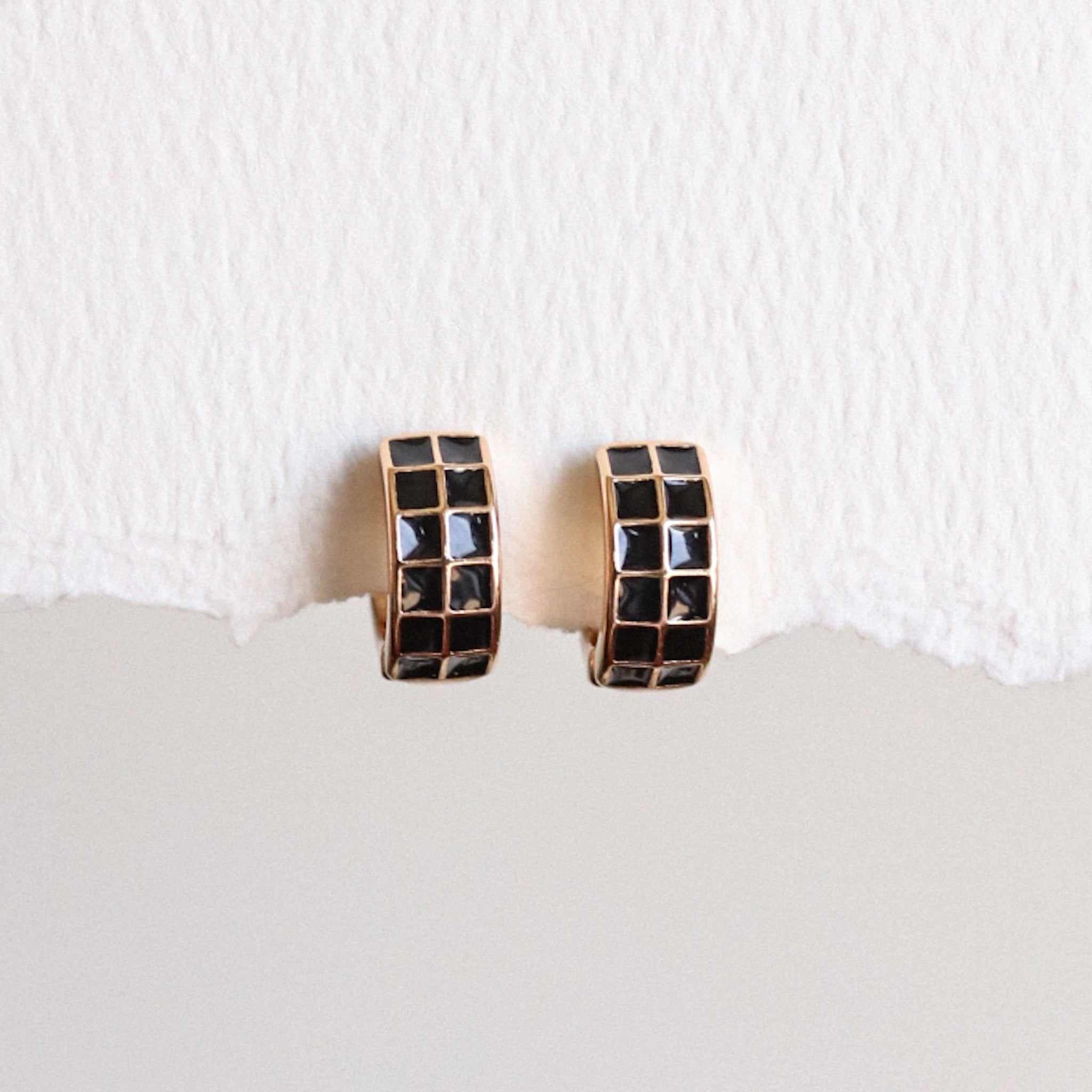 Checker Huggie Hoop Earrings