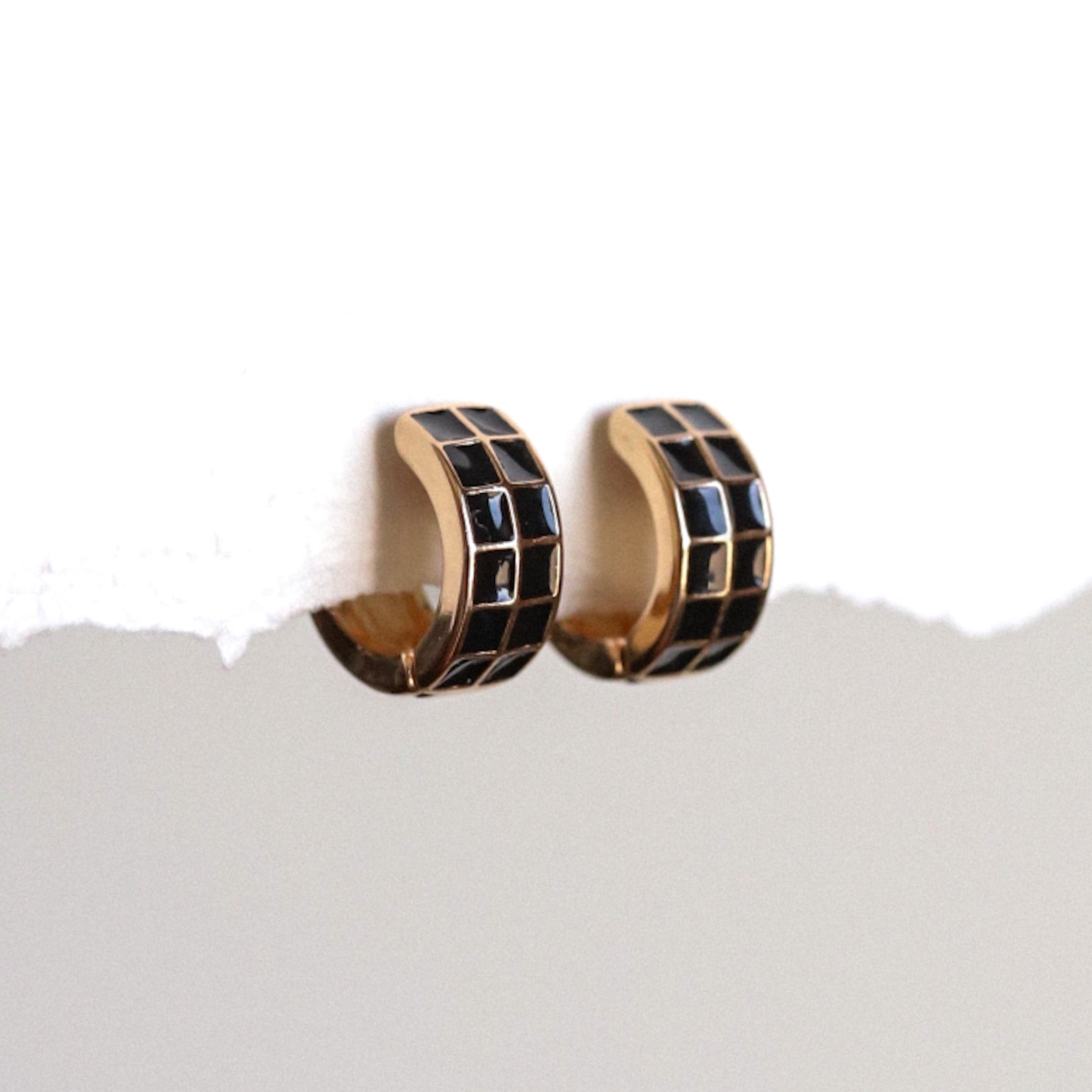 Checker Huggie Hoop Earrings