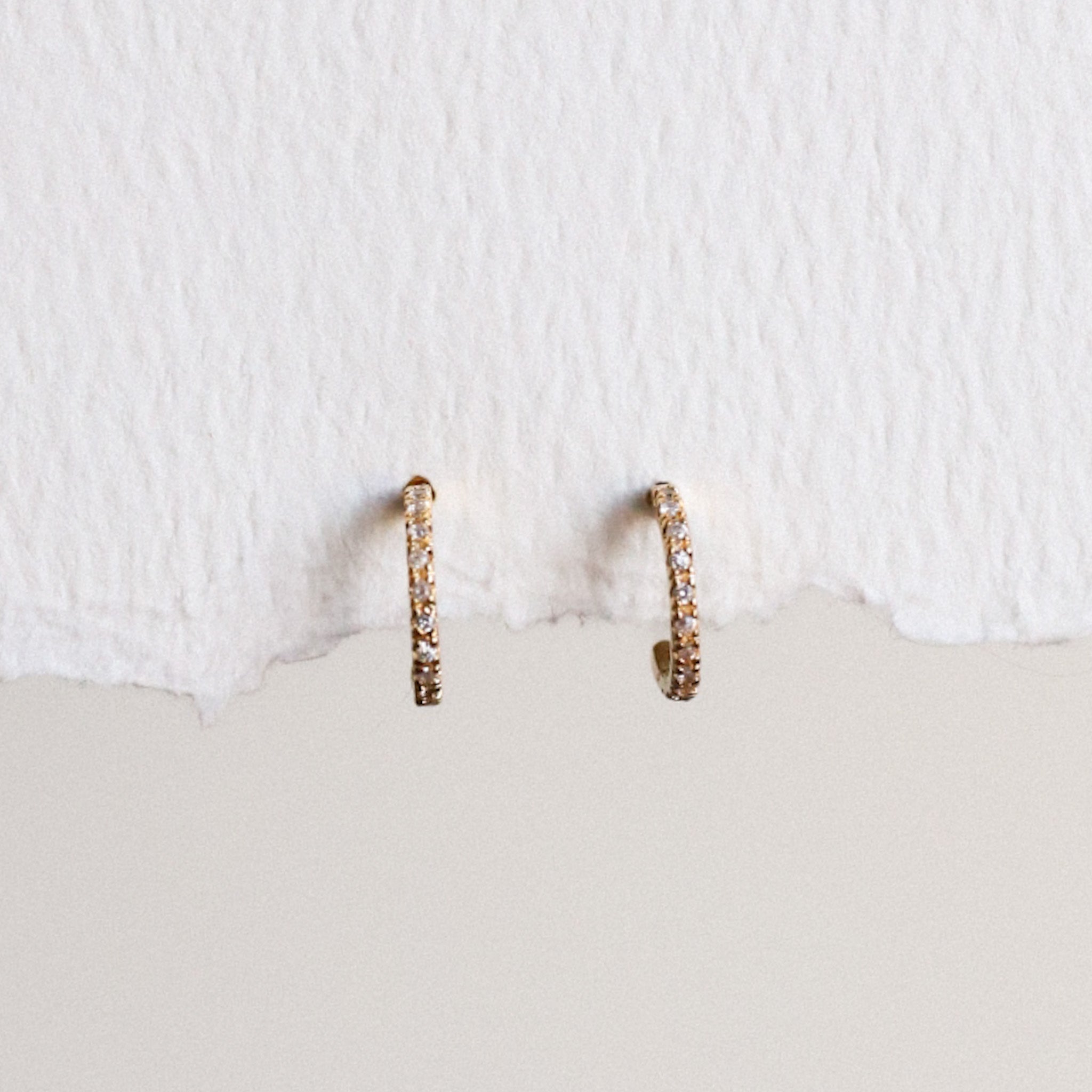Studded C Hoop Gold Filled Earrings