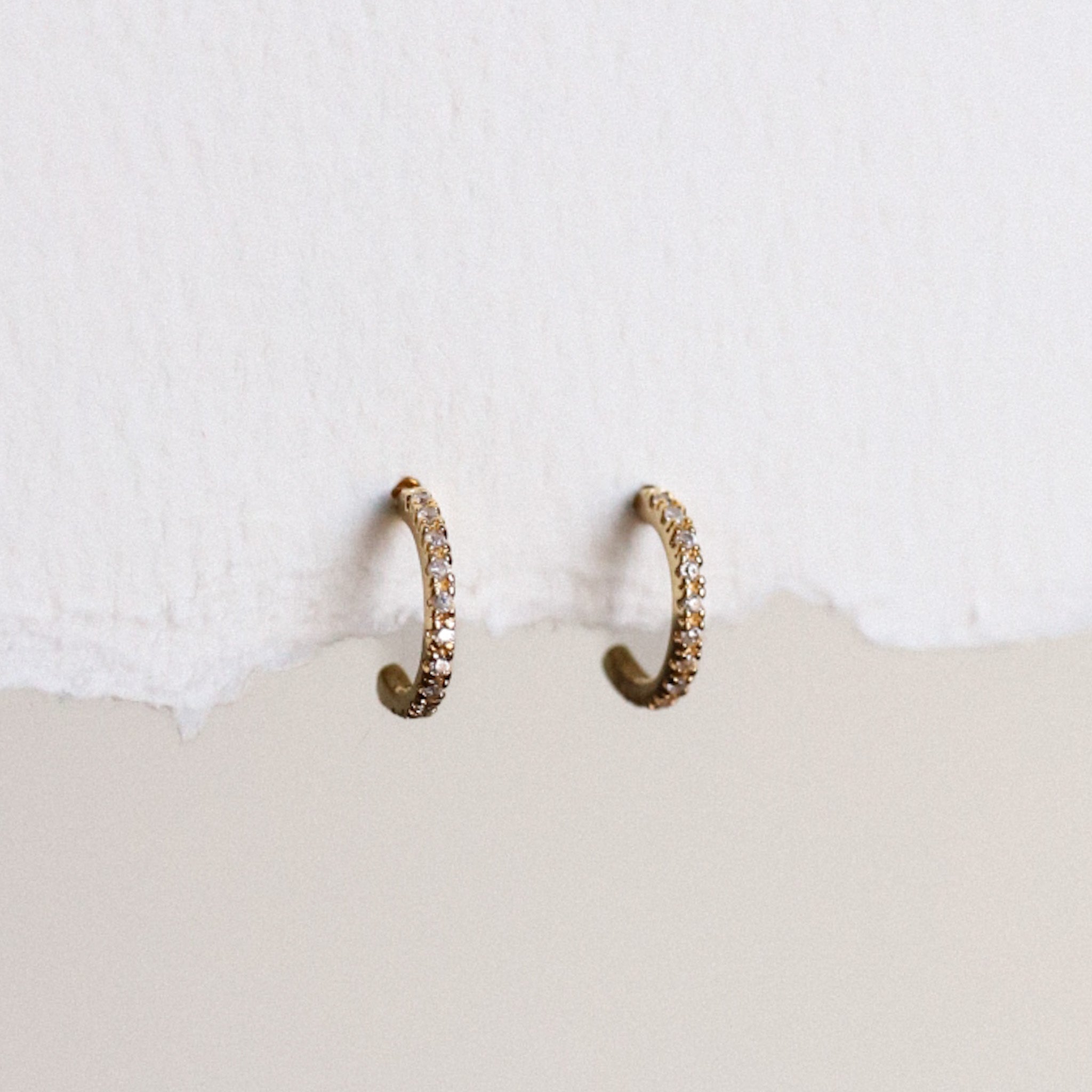 Studded C Hoop Gold Filled Earrings