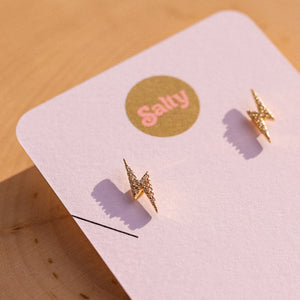 
            
                Load image into Gallery viewer, Studded Lightening Gold Filled Earrings
            
        