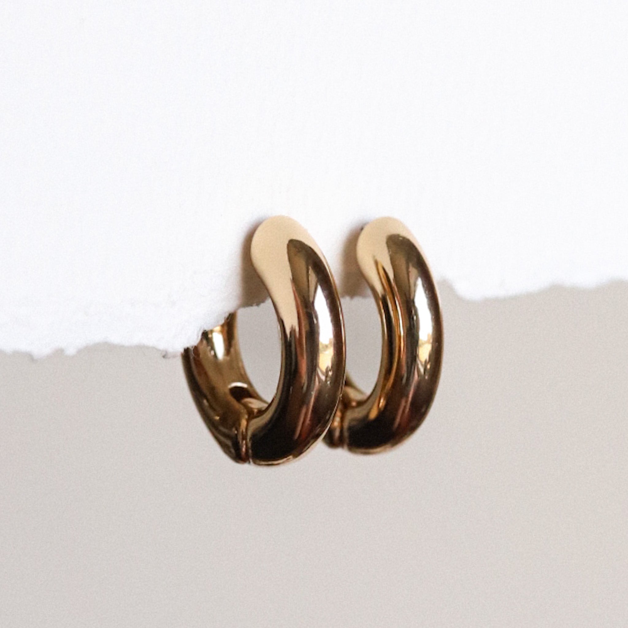 Gold Chunky Huggie Hoop Earrings
