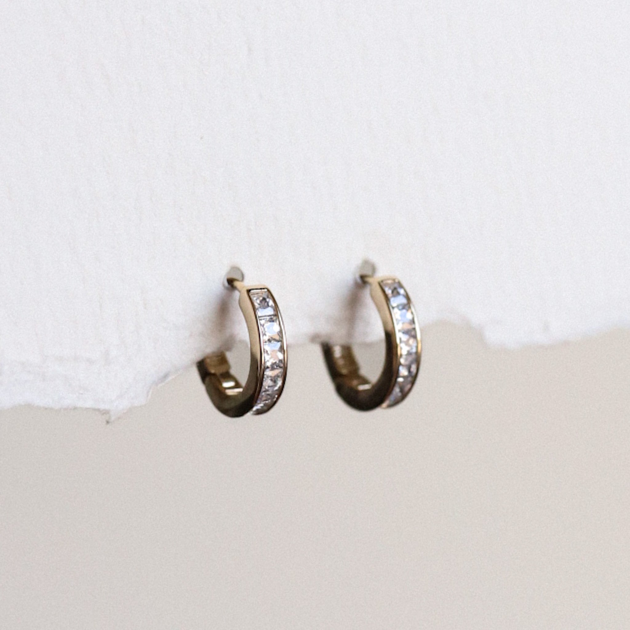 Rhinestone Huggie Hoop Earrings