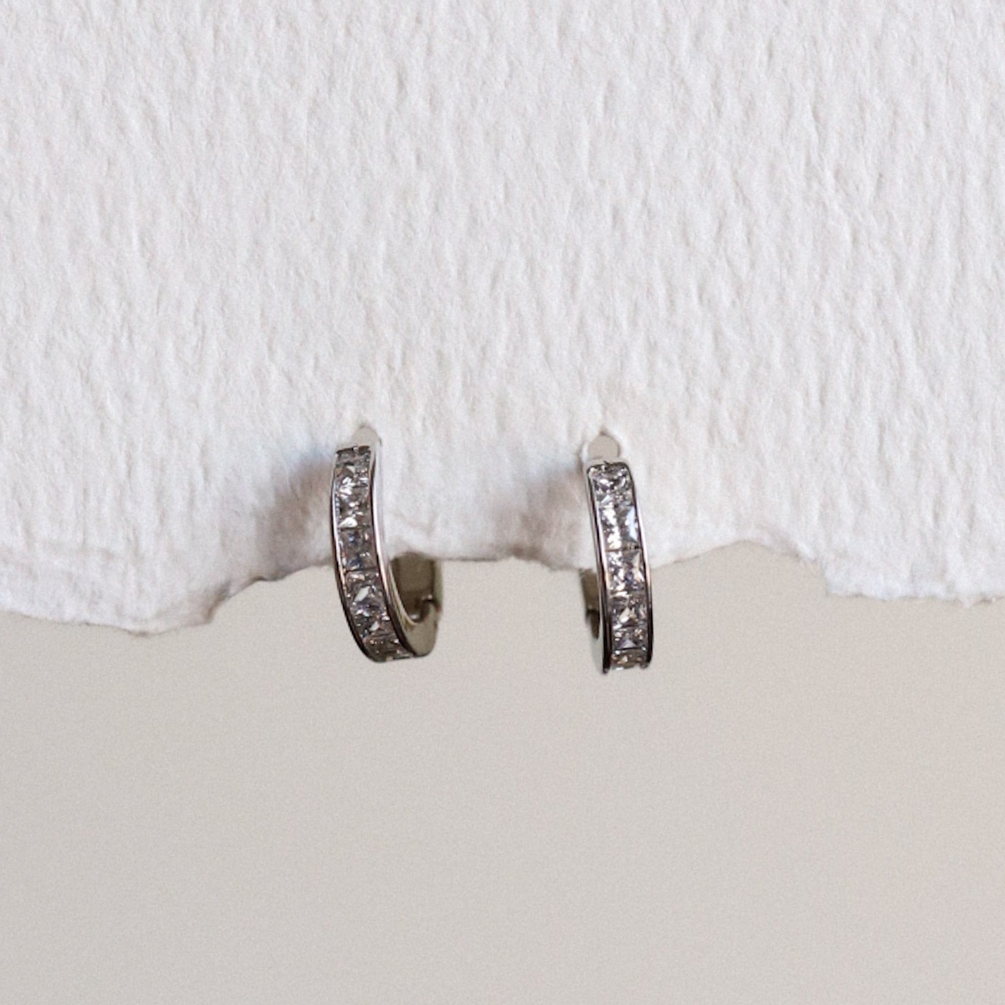 Rhinestone Huggie Hoop Earrings