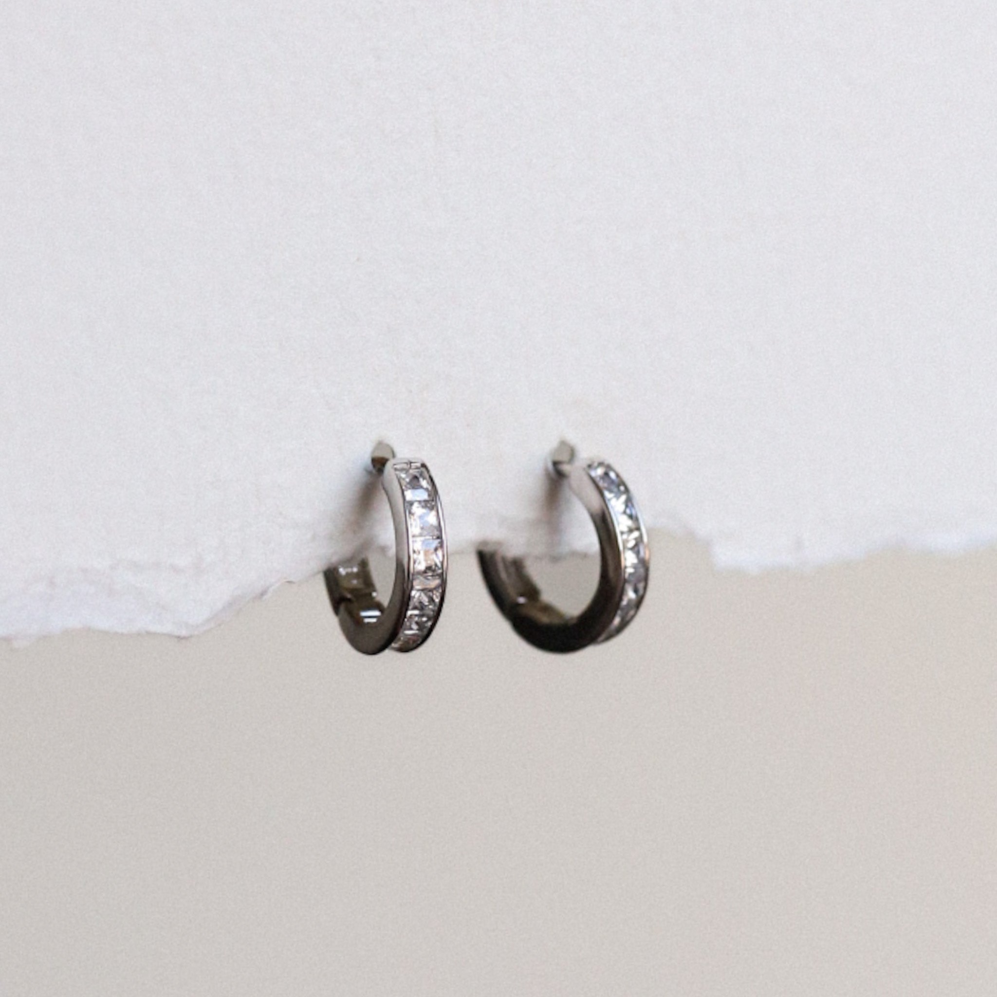 Rhinestone Huggie Hoop Earrings