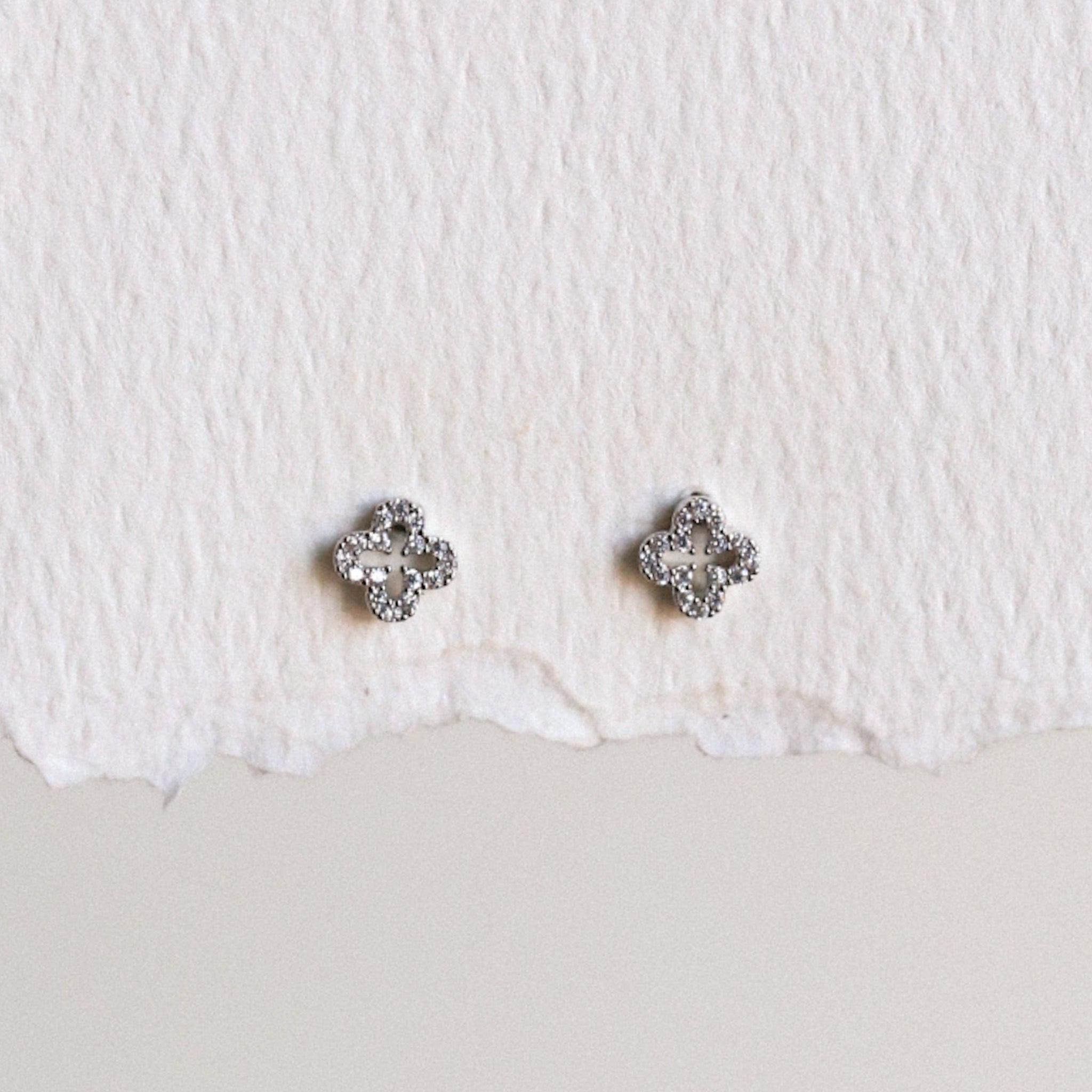 Silver Clover Stud Earrings