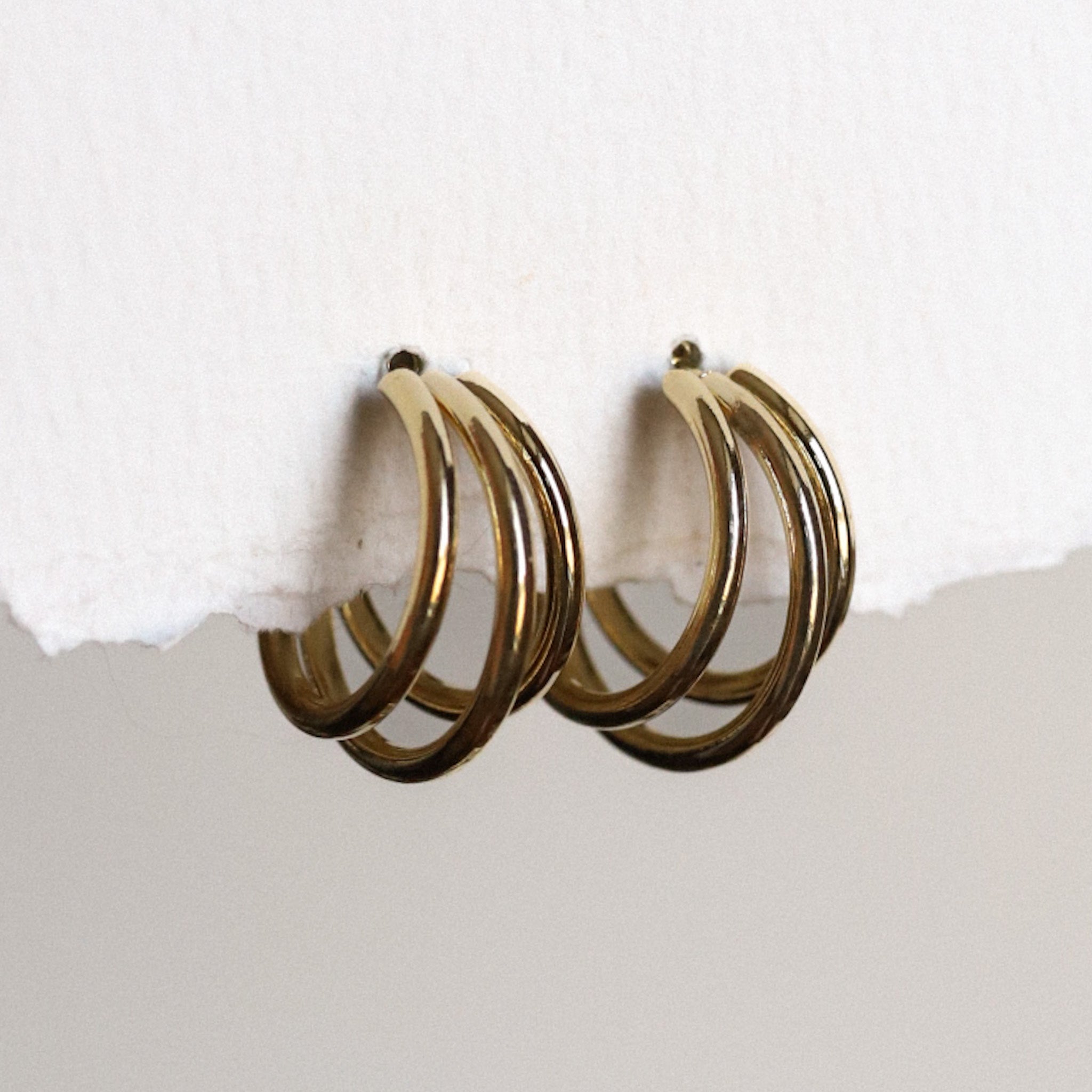 Gold Plated 3 Hoop Earrings