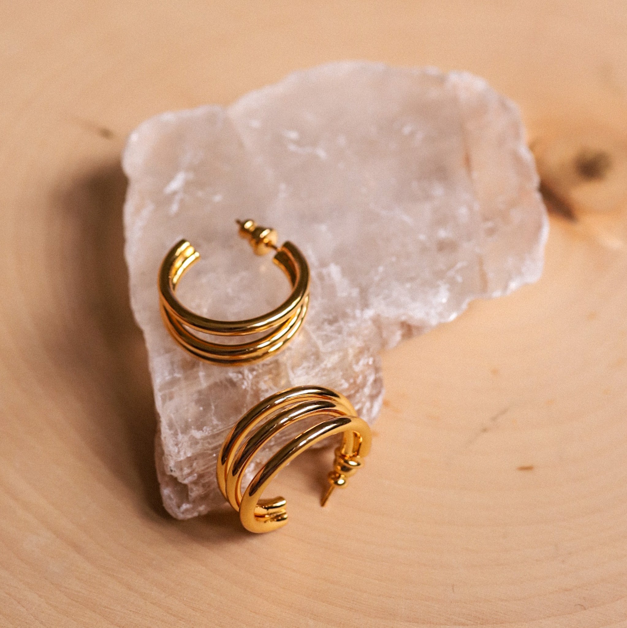 Gold Plated 3 Hoop Earrings