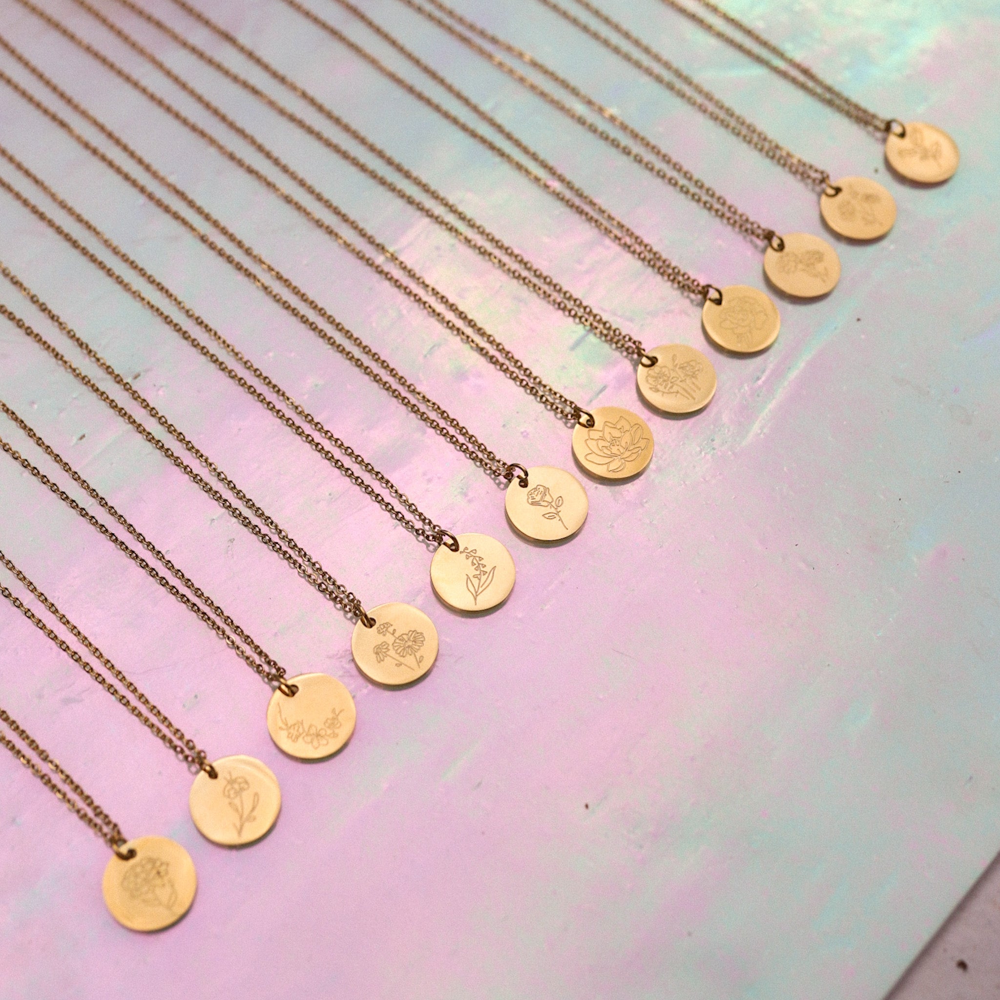 Birth Flower Gold Necklace